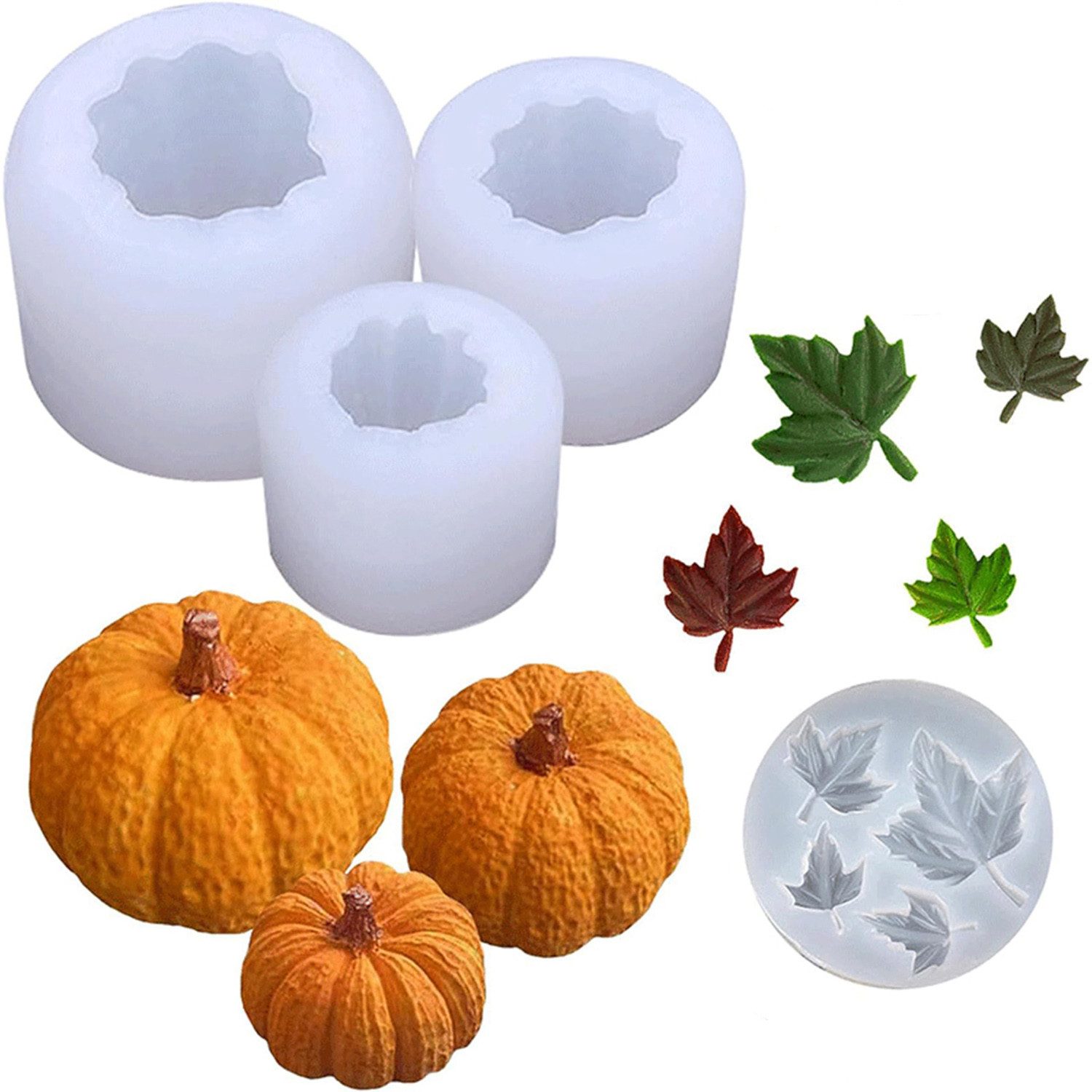 Coonoor Modellierwerkzeug Halloween Silikonform 3D Kürbis Set DIY Gießform, für Herbsternte & Thanksgiving