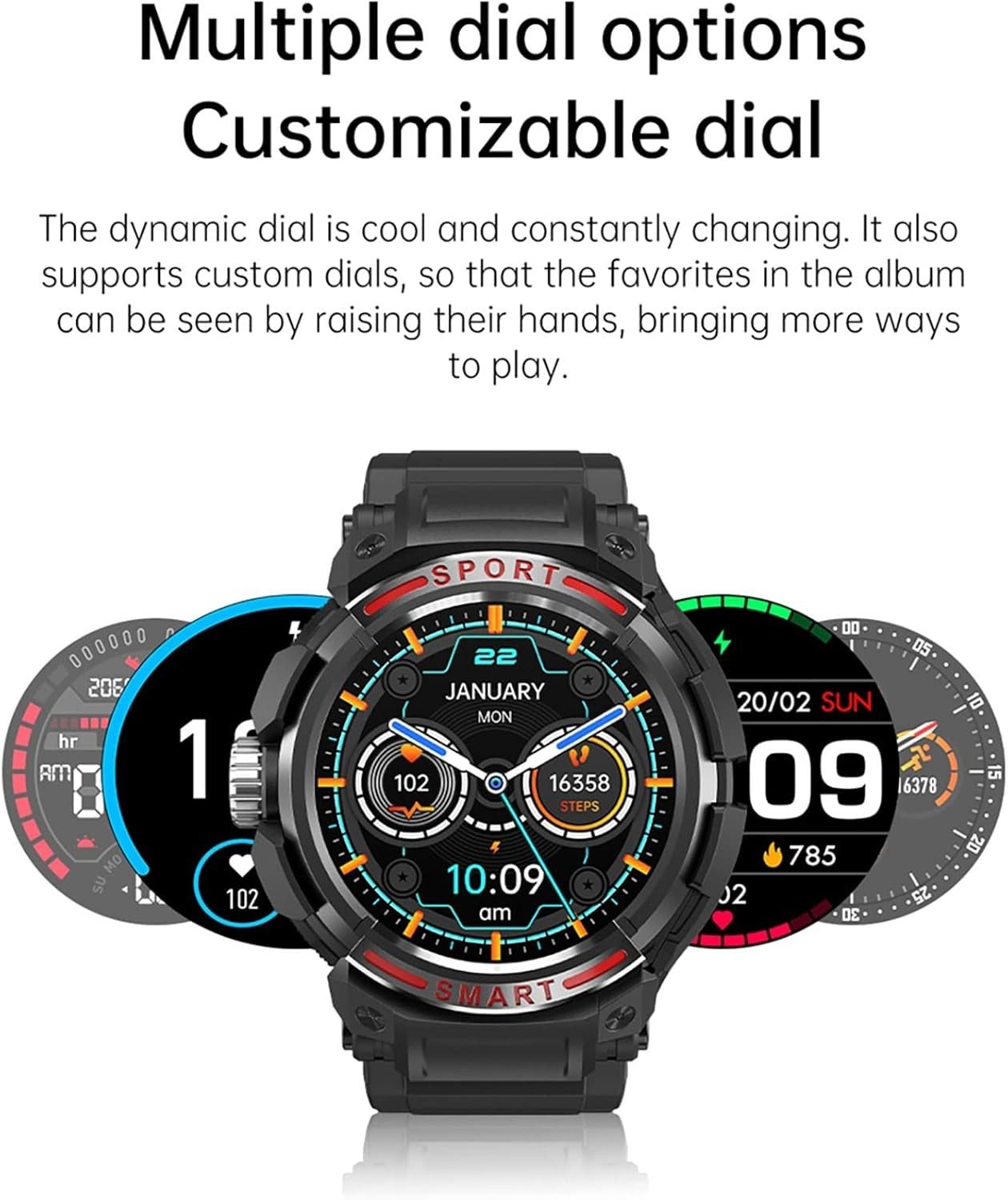 CISIYOO Smartwatch (3,8 cm, android ios), Smartwatch mit Bluetooth Kopfhörern Musikfunktion und 110 Sportmodi