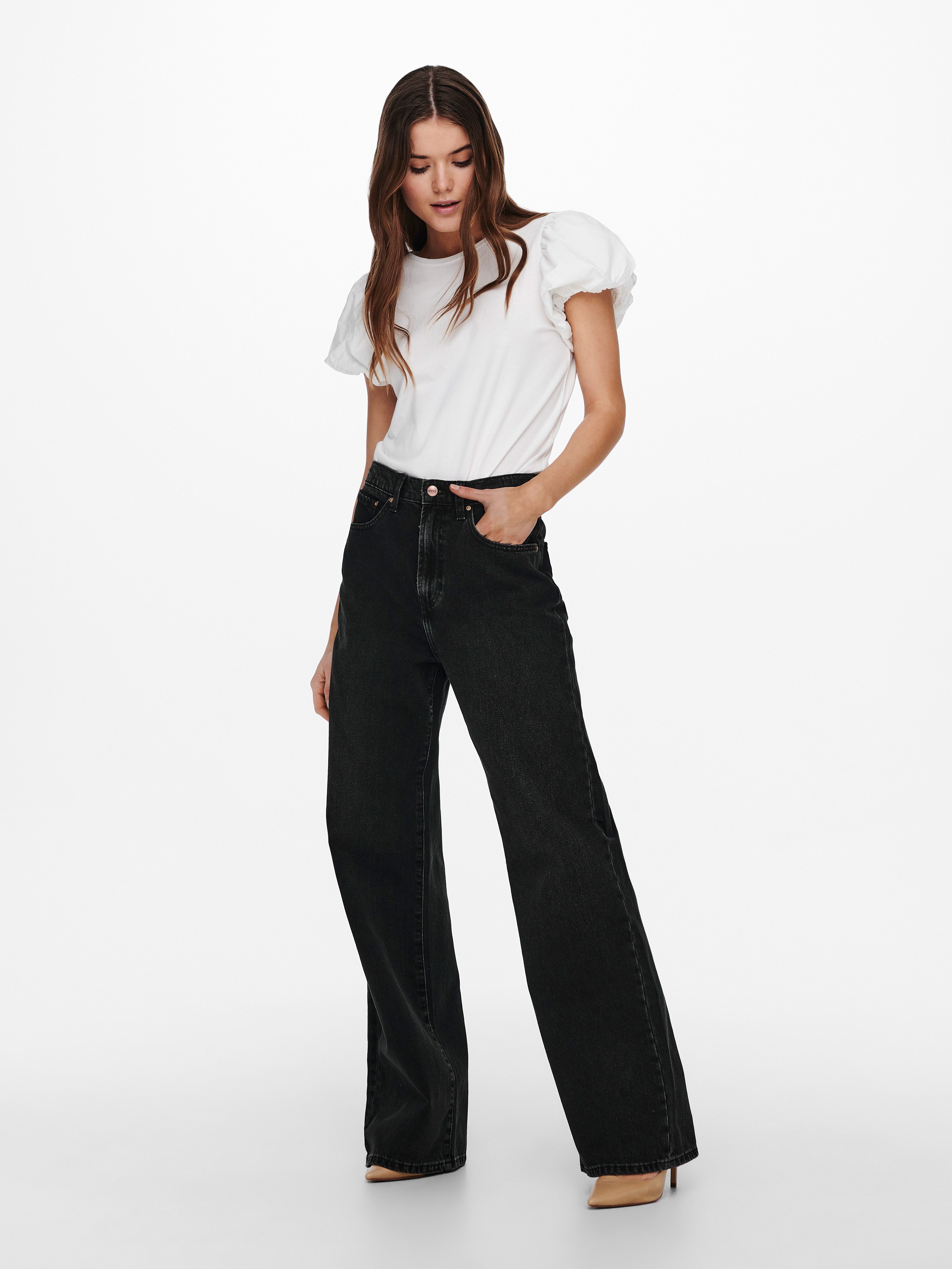 ONLY High-waist-Jeans ONLHOPE HW WIDE DNM REA129 NOOS Baumwolle
