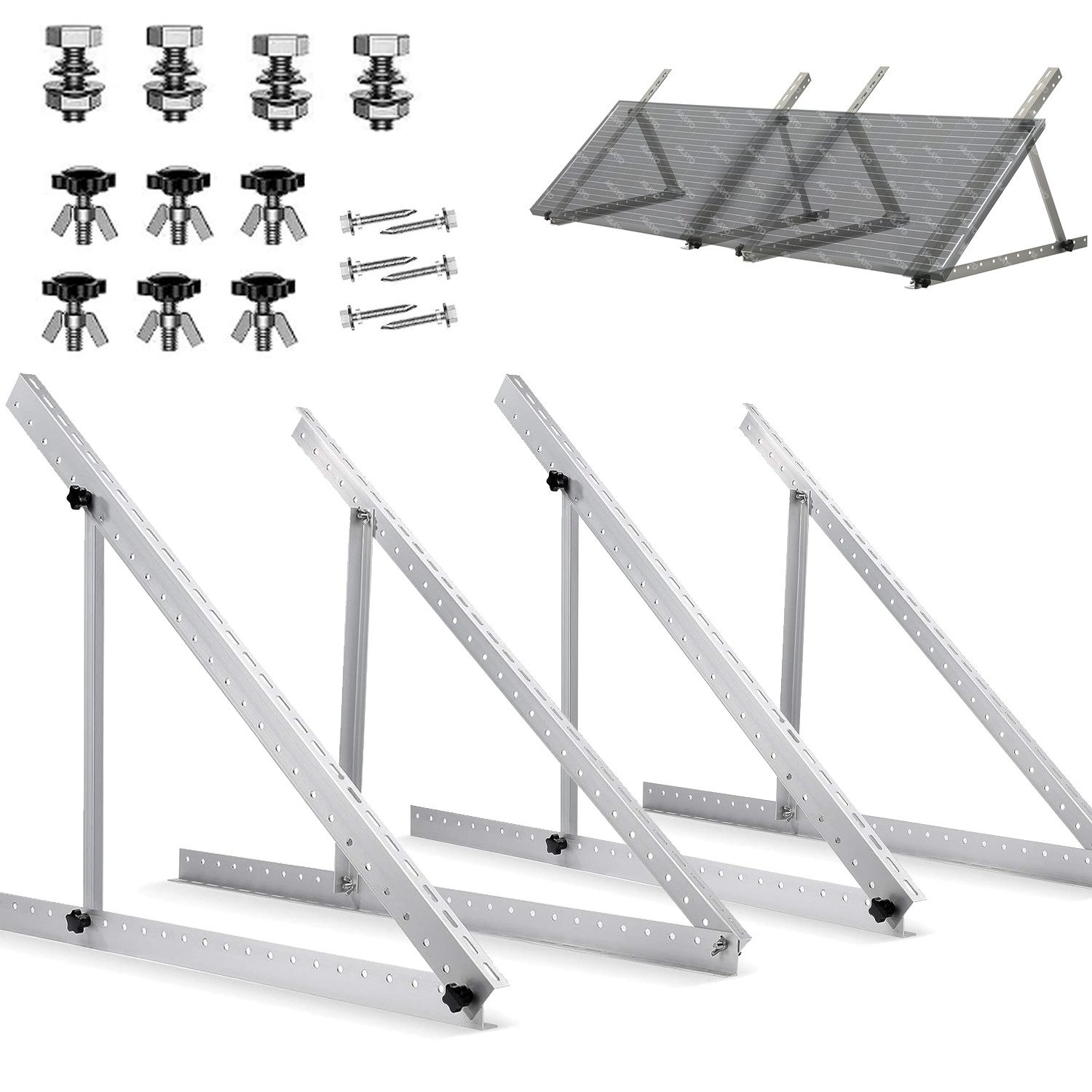 Solarmodul-Halterung 4er Solarmodul Halterung aus Aluminium für Dach & balkonkraftwerk