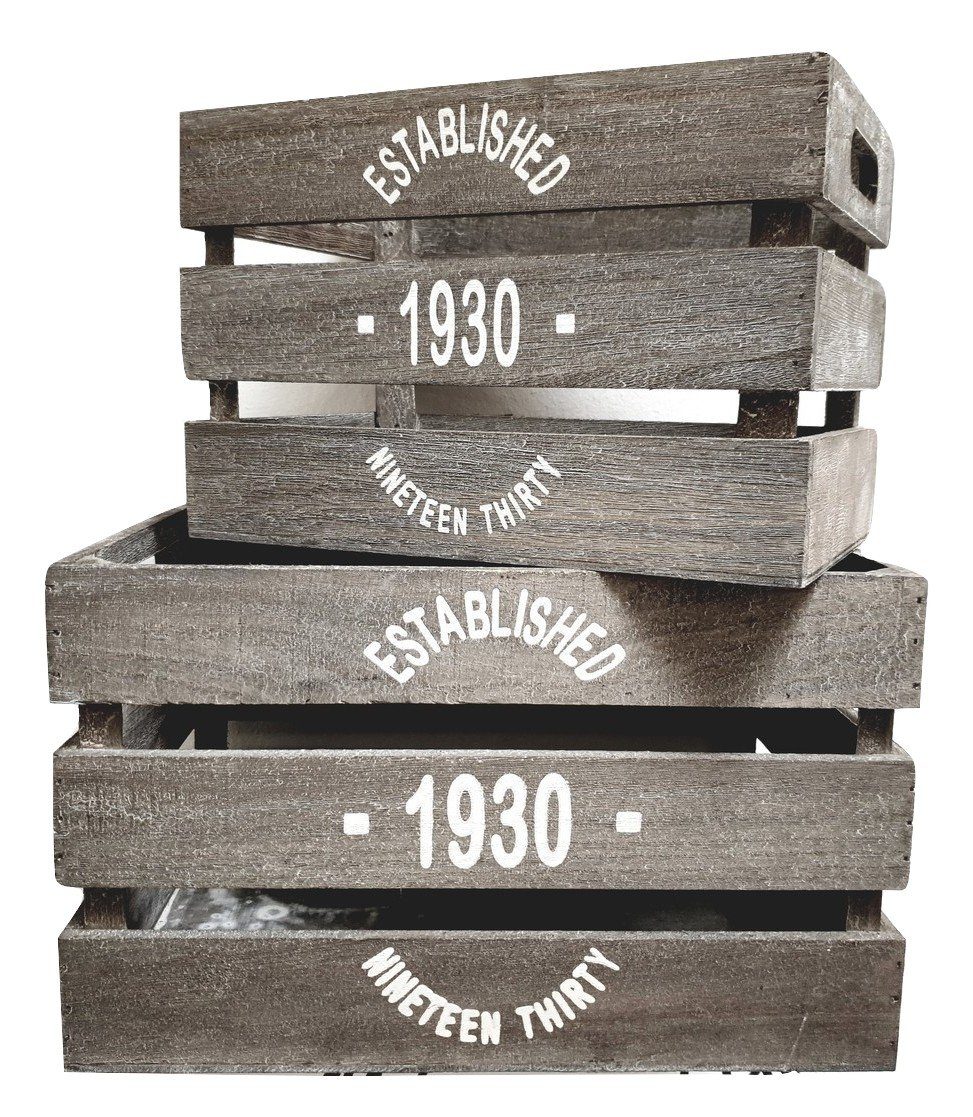 sesua Dekokiste Deko Holz Kiste 2er Set Holzkiste Regal Holzbox shabby rustikale Kiste Box 1930