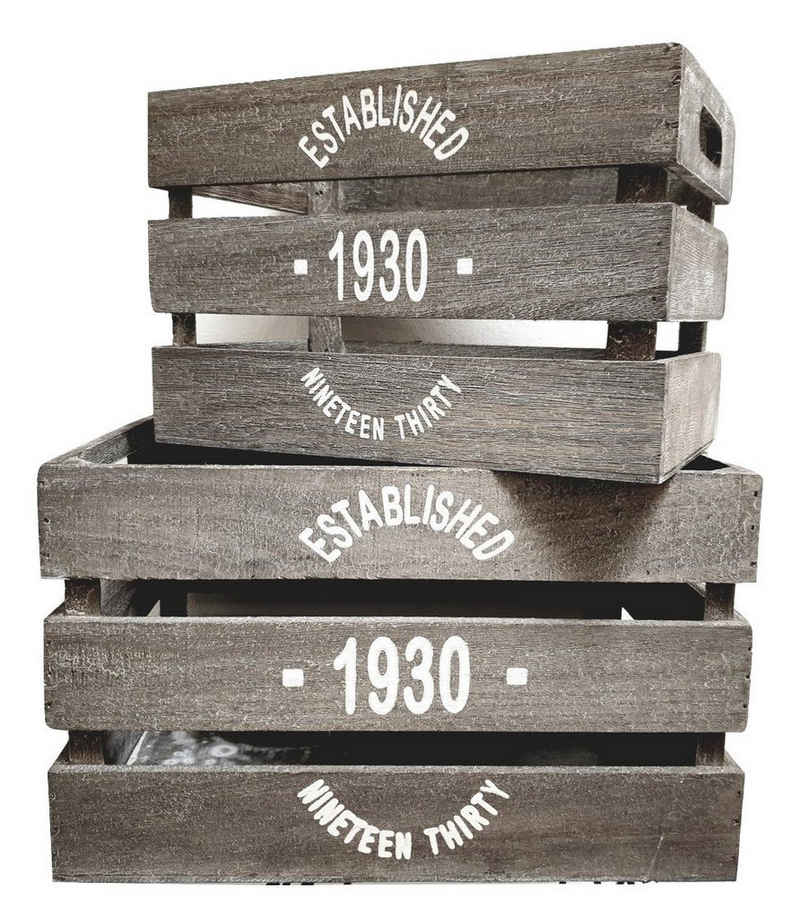 sesua Dekokiste »Deko Holz Kiste 2er Set Holzkiste Regal Holzbox shabby rustikale Kiste Box 1930«