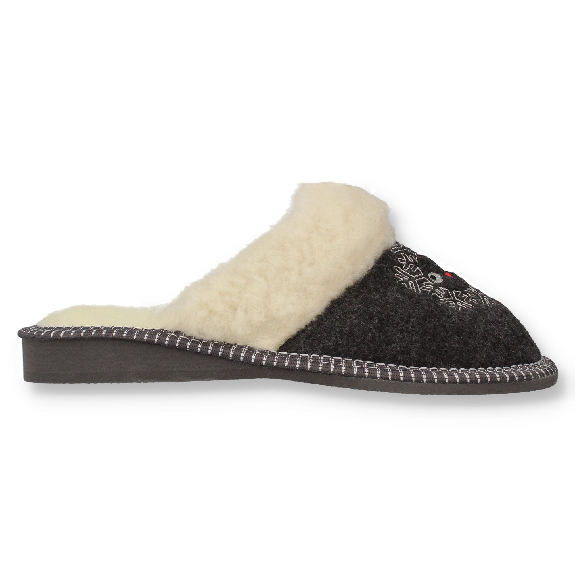 filsko Hübsche Winter-Pantoffeln mit Schneeflocken Hausschuh mit Schafwolle