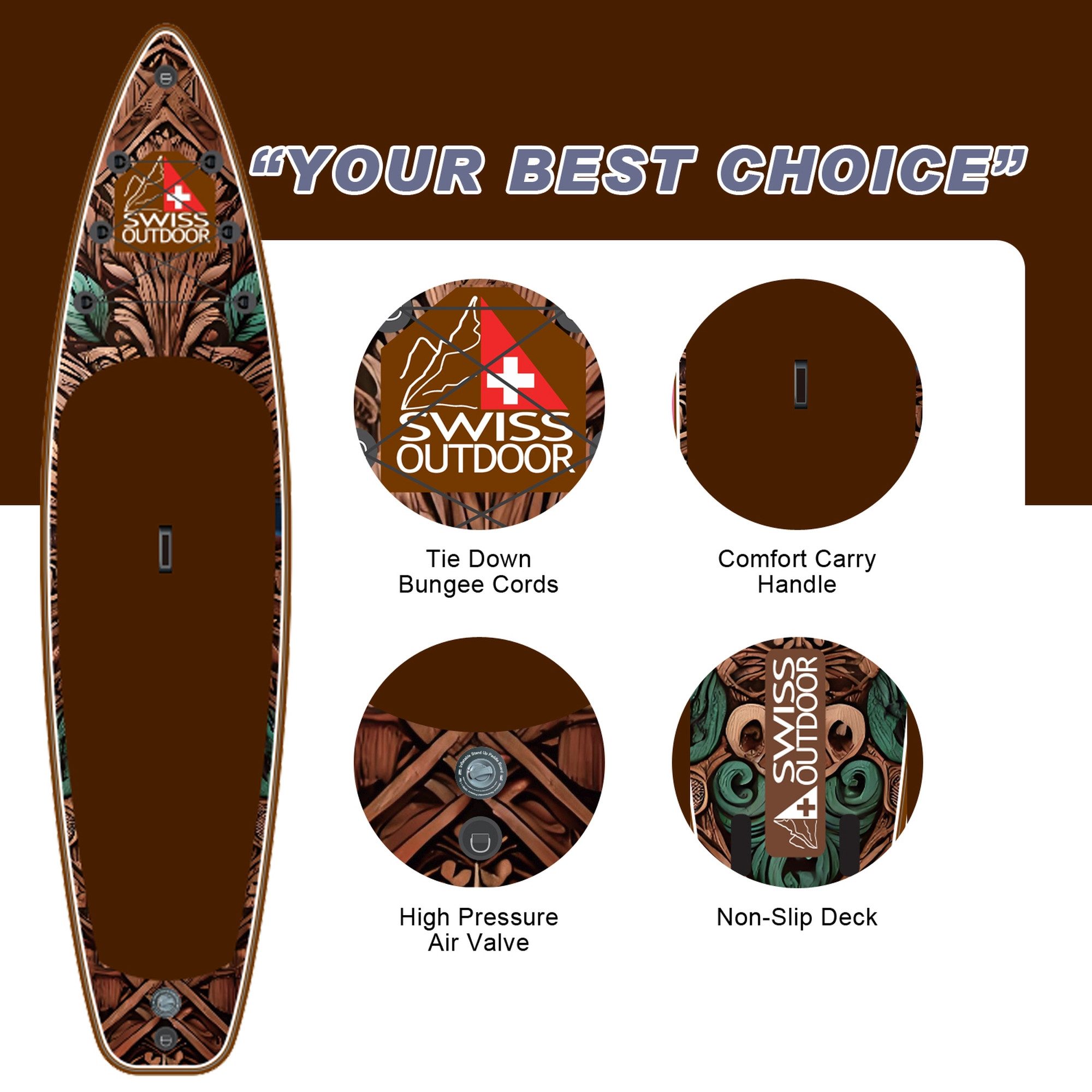 Swiss Outdoor SUP-Board Stand Up Paddle SUP TIKI, (Set, mit Paddel, Tragetasche, Pumpe), mit Paddel