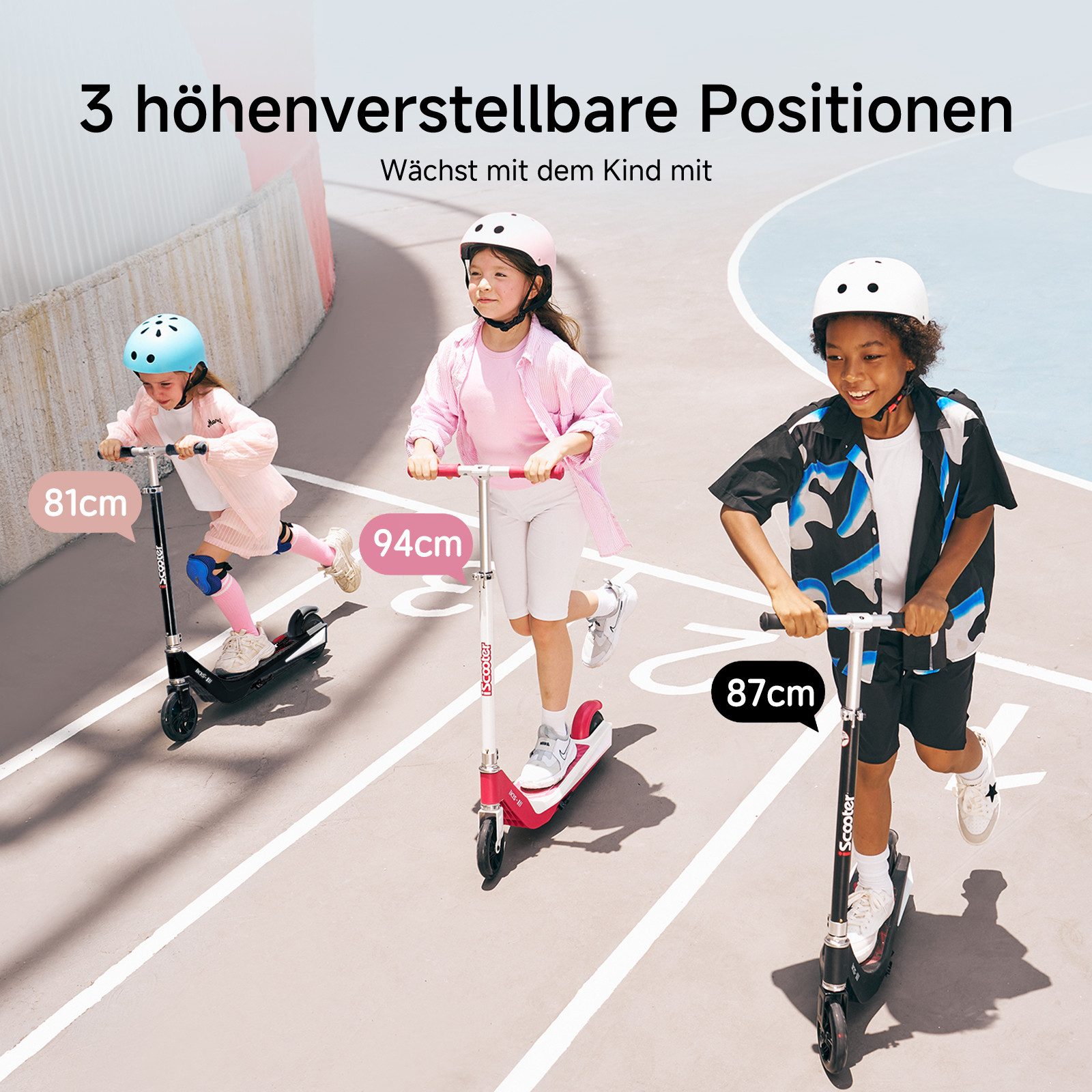 iscooter Elektro-Kinderroller E scooter Kinder und Jugendliche, 10/15km/h, (1-tlg), Reichweite von 5 bis 7 km, mit schönen Seitenleuchten