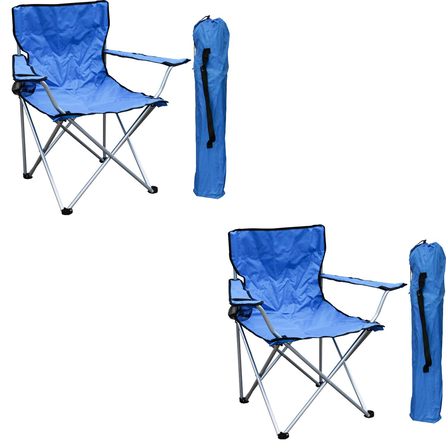 Klappstuhl 2'er Set Anglersessel mit Getränkehalter und Tasche belastbar bis 120kg