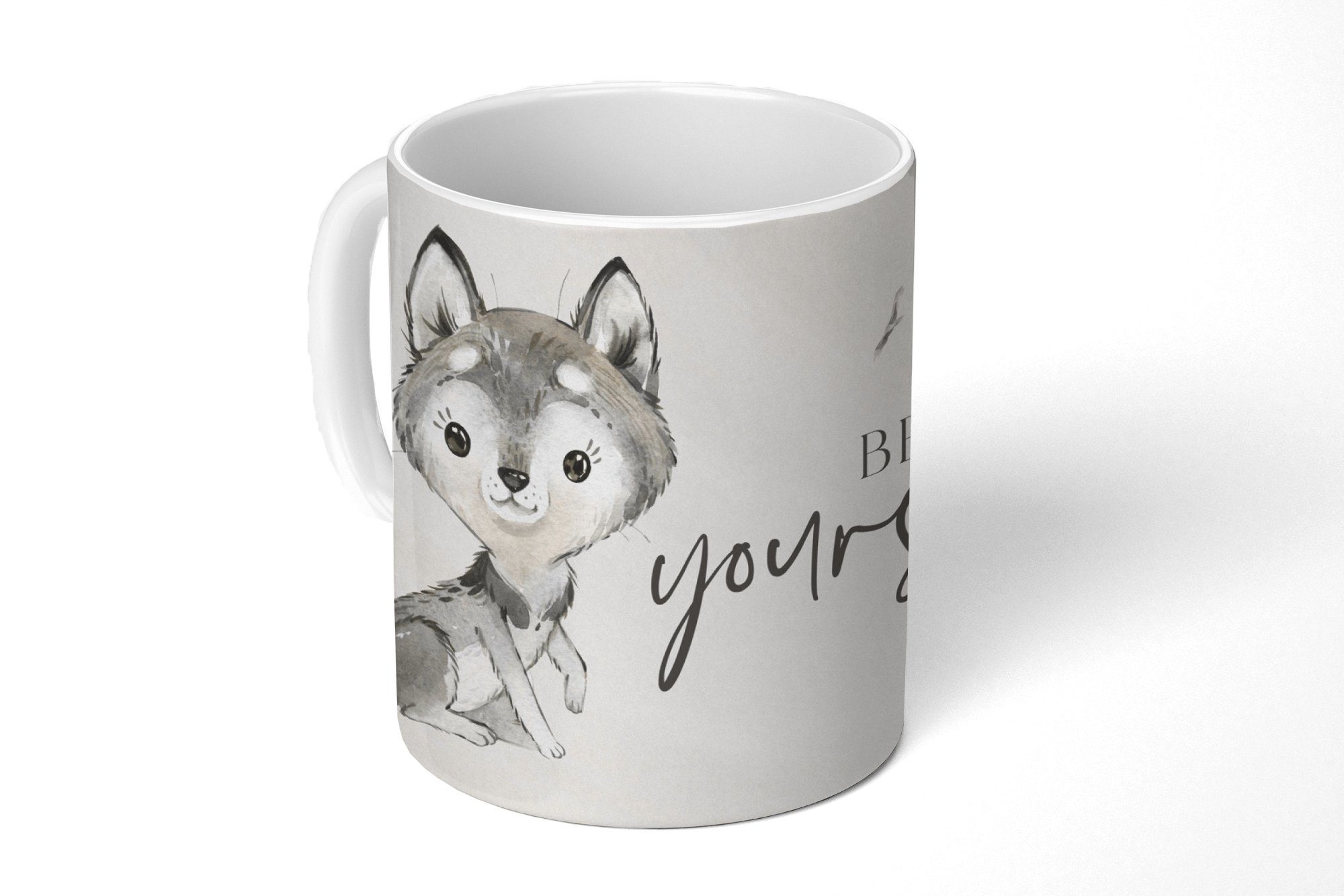 MuchoWow Tasse Sprichwörter - Wolf - Sei du selbst - Kinder - Jungen - Mädchen -, Keramik, Kaffeetassen, Teetasse, Becher, Teetasse, Geschenk | Tassen