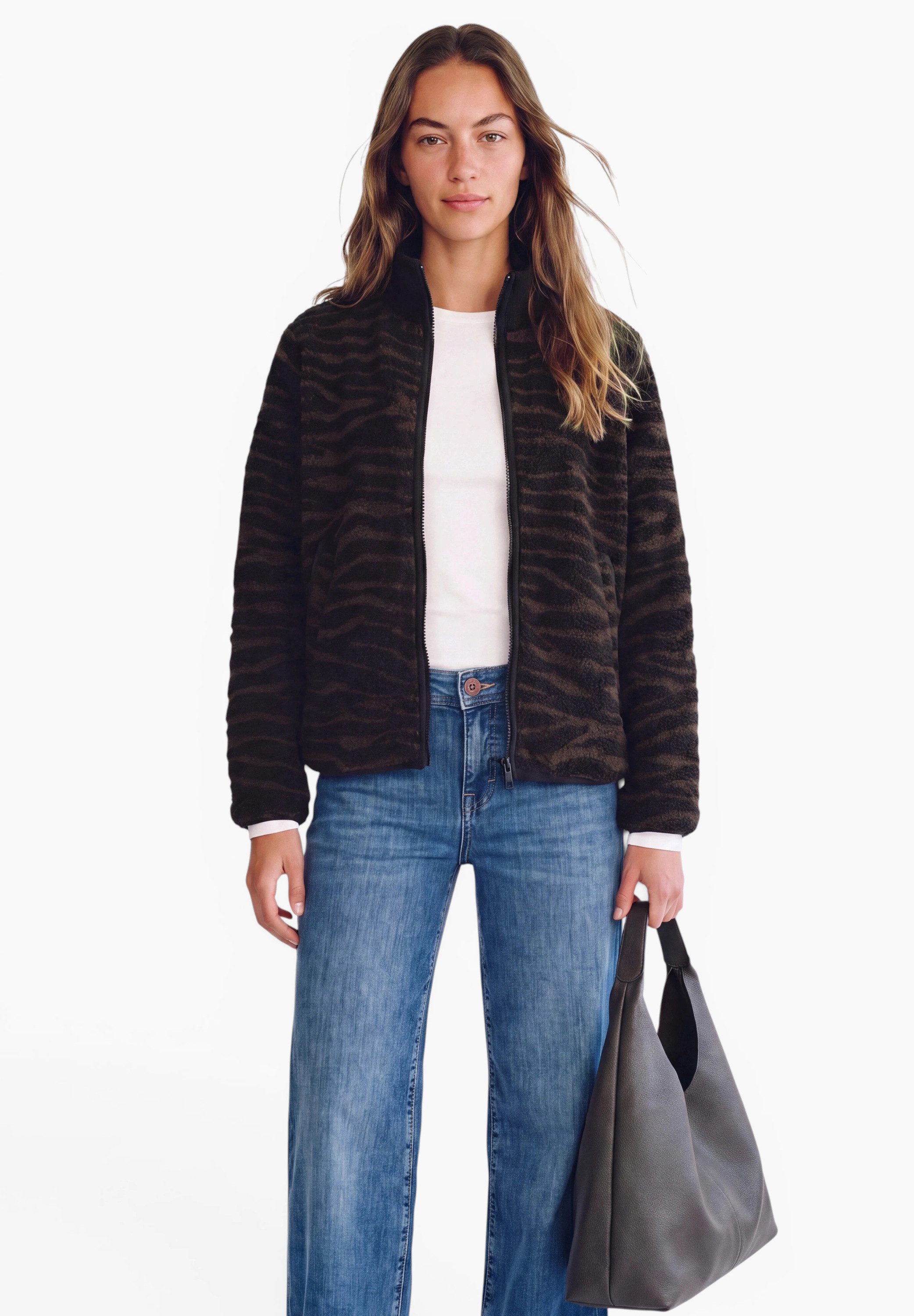 STREET ONE STUDIO Fellimitatjacke mit Stehkragen
