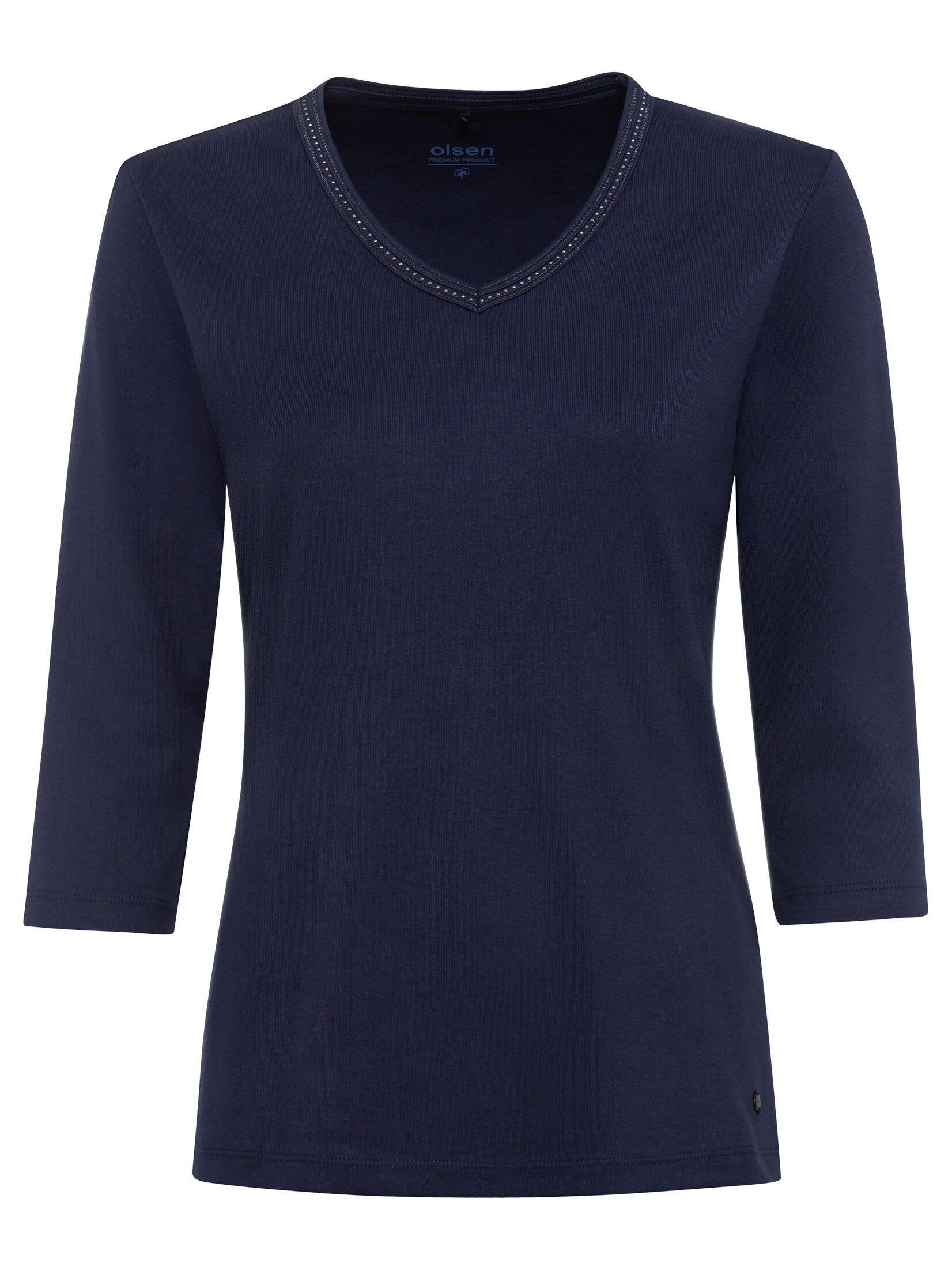 Olsen V-Shirt mit Dekosteinen Power Navy