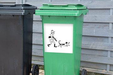 MuchoWow Wandsticker Eine Illustration eines Jägers mit einem Jagdhund (1 St), Mülleimer-aufkleber, Mülltonne, Sticker, Container, Abfalbehälter