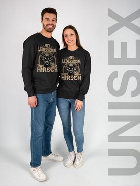 Shirtracer Sweatshirt Trachten Outfit Lederhose Spruch Trägt der Hirsch (1-tlg) Mode für Oktoberfest Herren