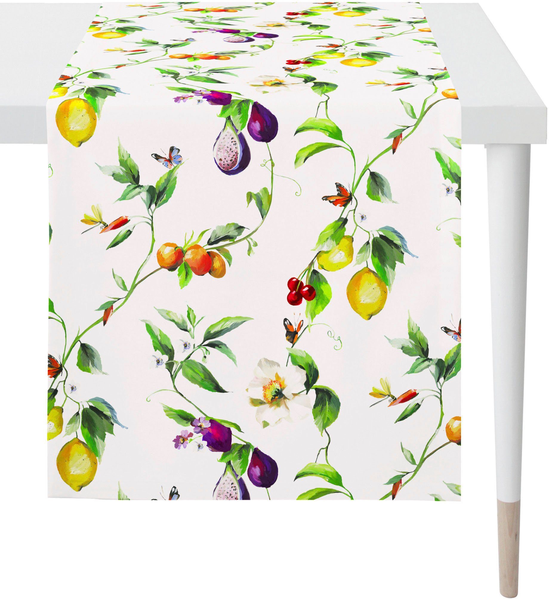 Sommer Tischläufer 6851 Blüten SUMMERTIME, Sommerdeko, APELT mit und Früchten, Digitaldruck (1-tlg),