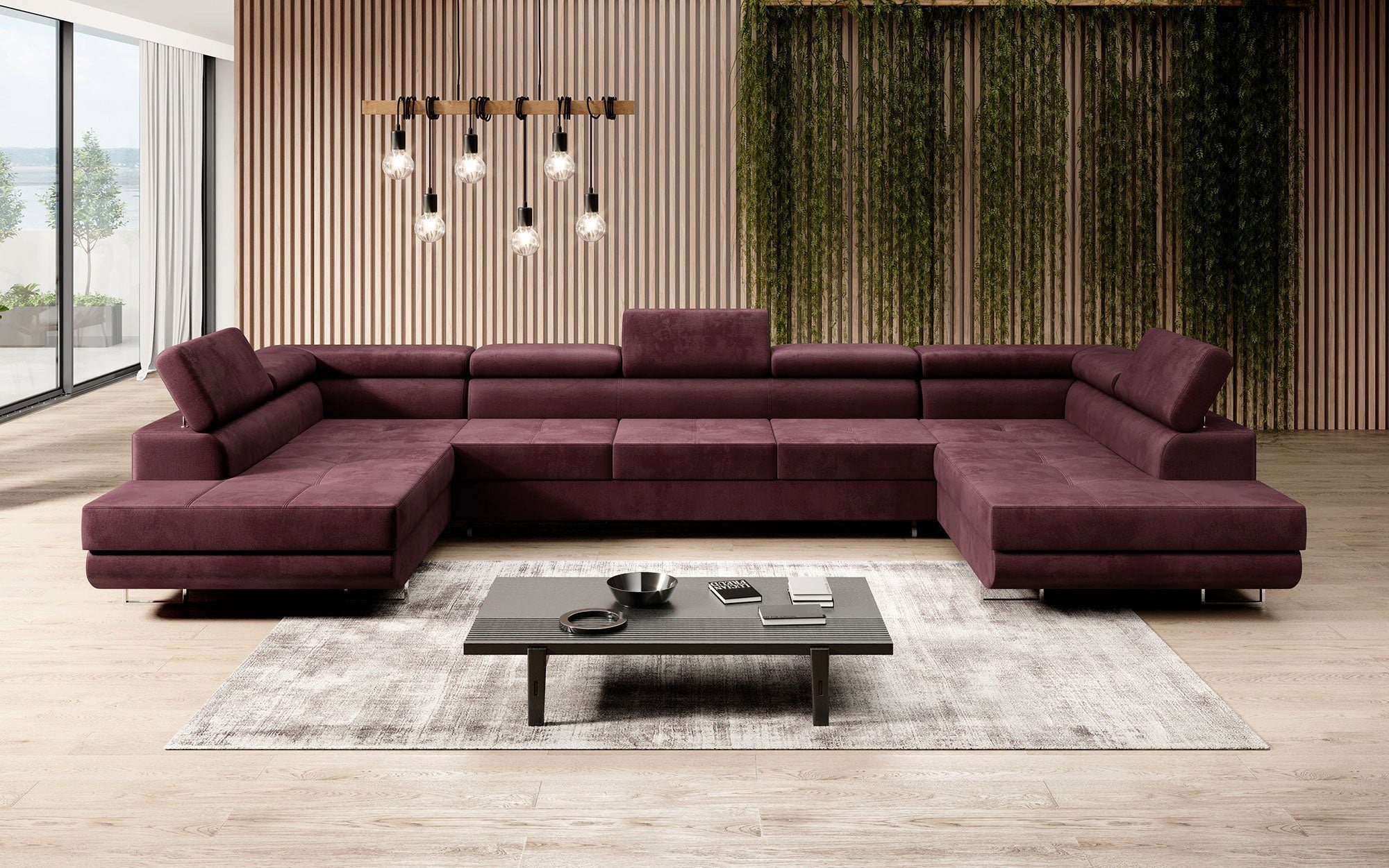 Baidani Sofa Taormina in Samt, mit Stauraum und Schlaffunktion