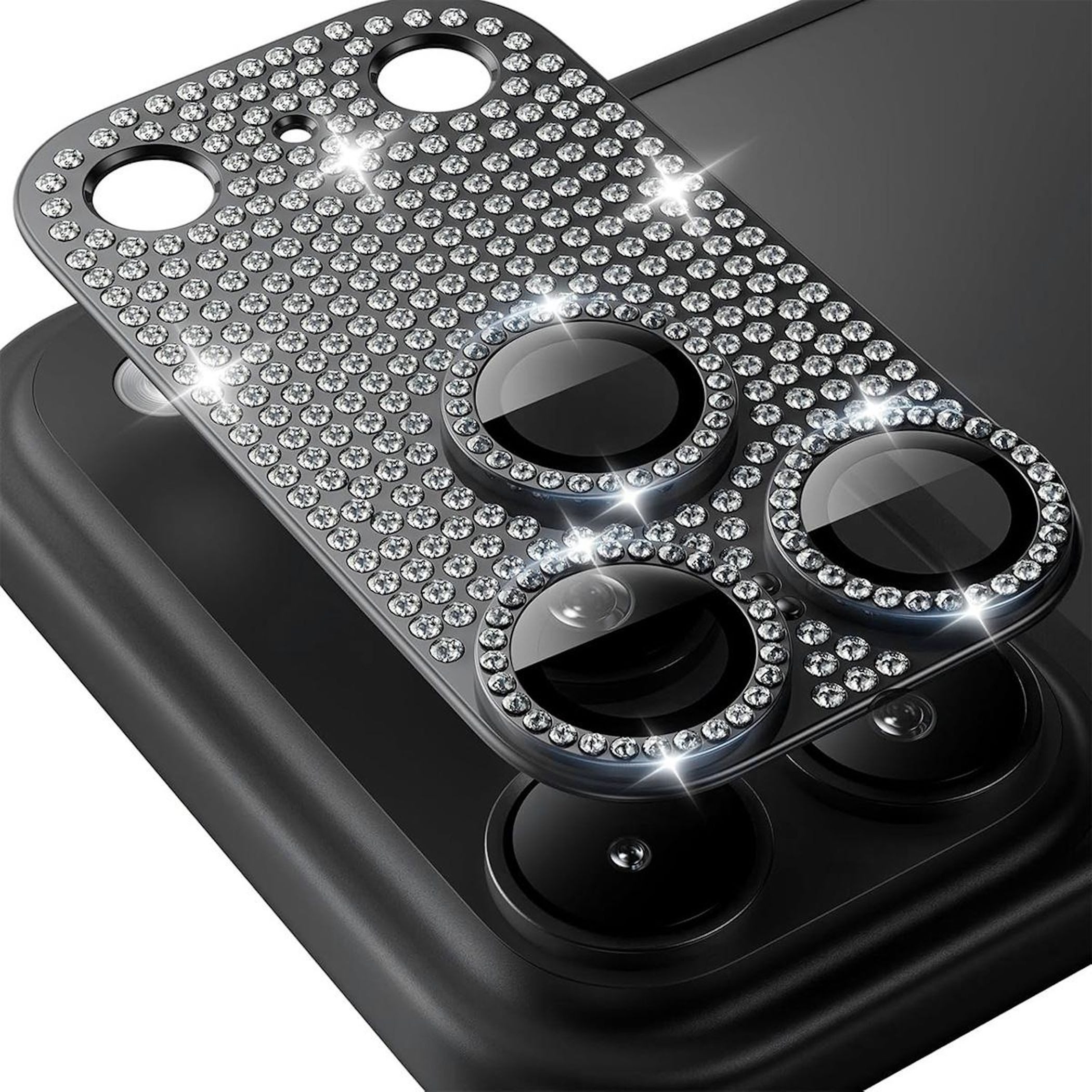 Wigento Handyhülle Für Apple iPhone 17 Pro Max Kamera DiamantDesign Schutz Metall Schwarz, Aluminiumlegierung, hohe Lichtdurchlässigkeit, Anti-Fingerprint