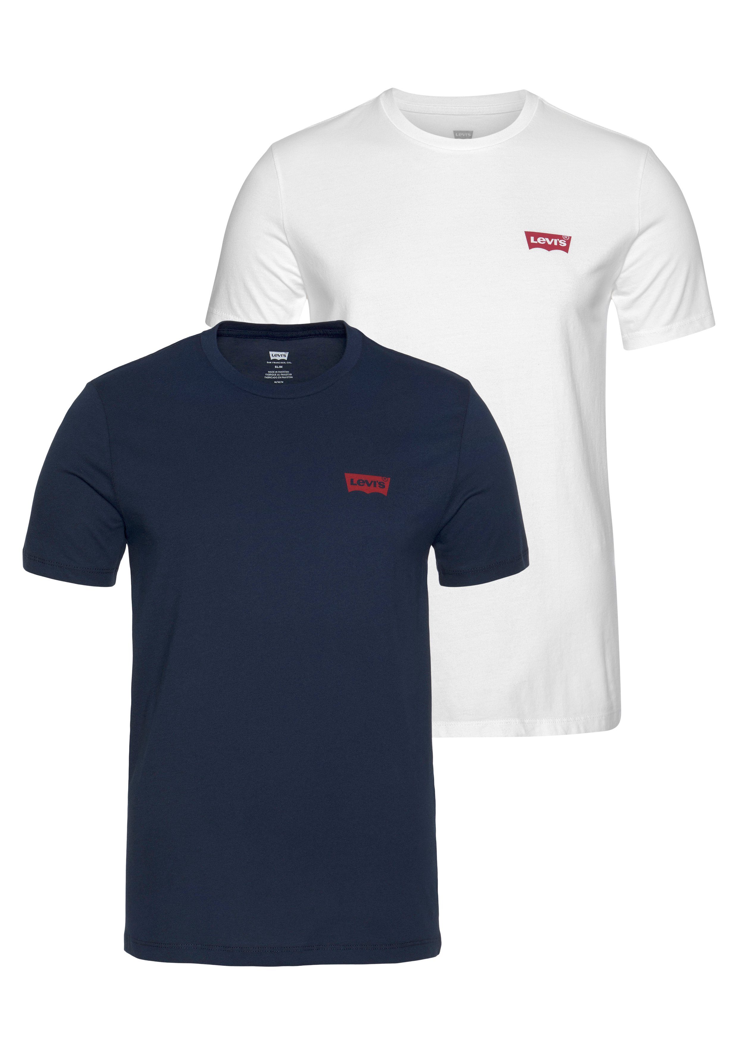 Levi's® Kurzarmshirt mit Levi's® Logo auf der Brust navy-weiß