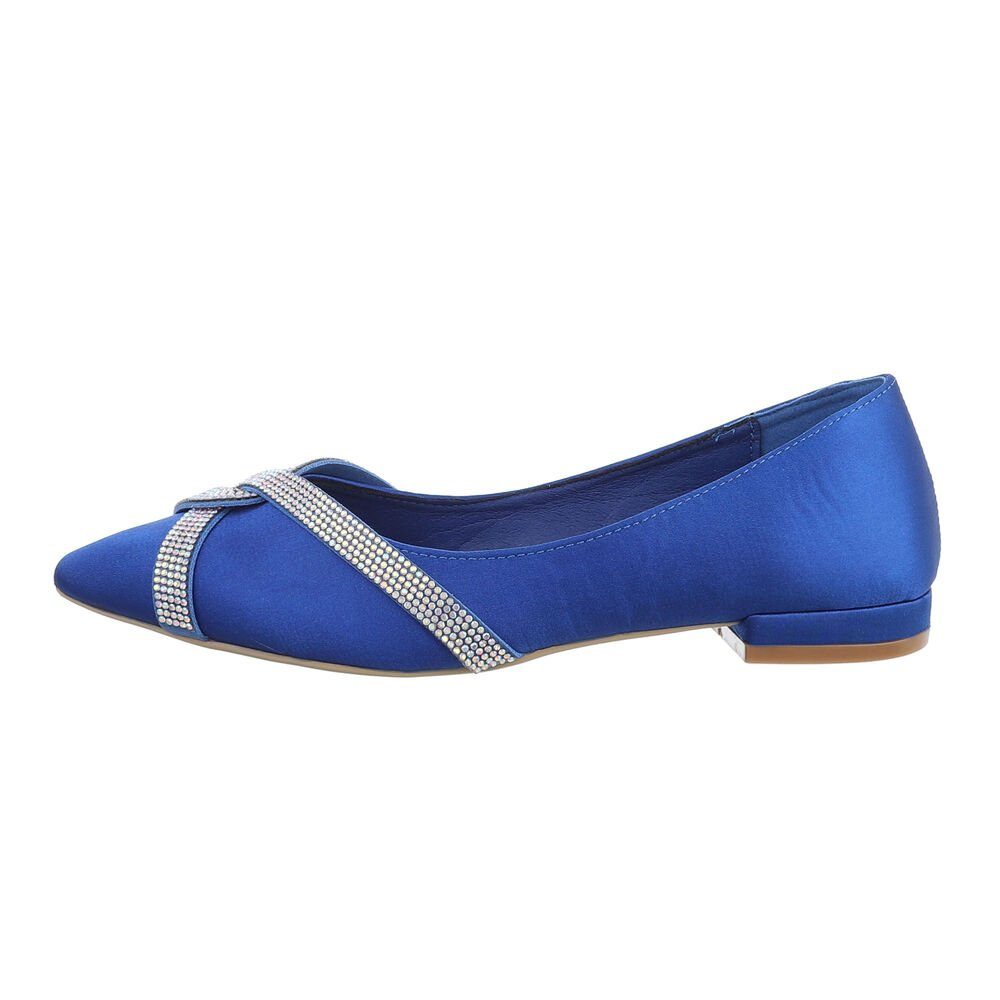 Ital-Design Damen Schlupfschuhe Freizeit Ballerina (82095488) Blockabsatz Klassische Ballerinas in Blau