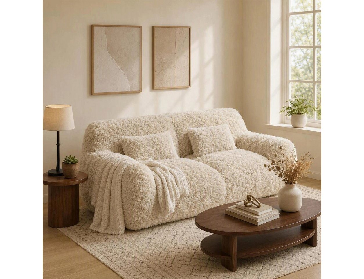 CHITA Sofa 2-Sitzer Sofa, mit Kissen & Decke, Fleece, Vakuum-Kompression, 1 Sofa + 2 Kissen +1 Decke, platzsparend, kein Aufbau erforderlich