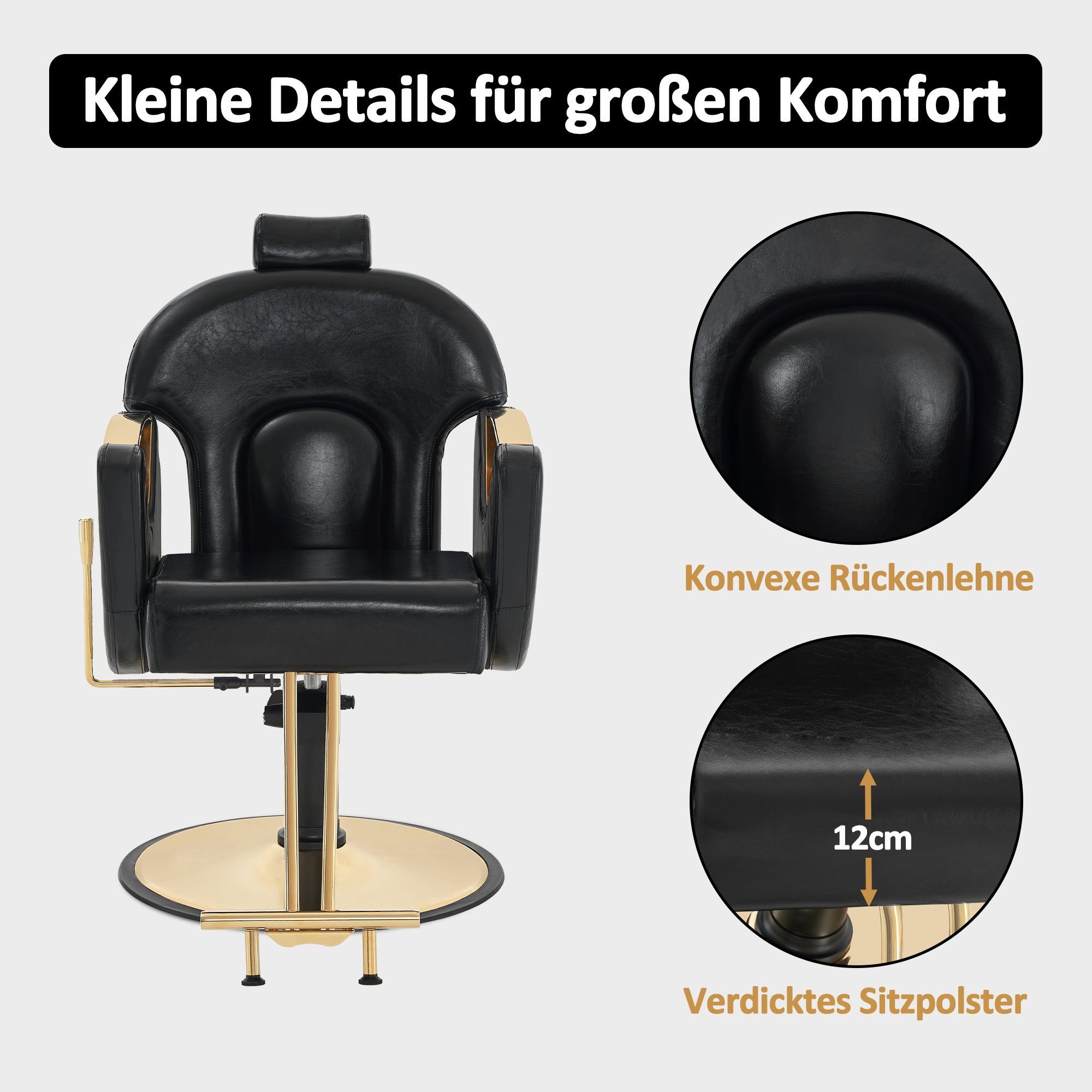 Barberpub Stuhl Barberpub Friseurstuhl mit Hydraulikpumpe 9578BK, höhenverstellbar, Kippbar, drehbar – Bild 5 von 5