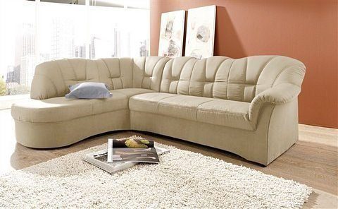 DOMO collection Ecksofa Papenburg, zeitlose Rückensteppung, elegante Armlehne, L-Form, mit Ottomane, wahlweise mit Bettfunktion