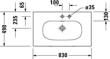 Duravit Einbauwaschbecken DU Möbelwaschtisch Viu 830mm, Weiß m.ÜL