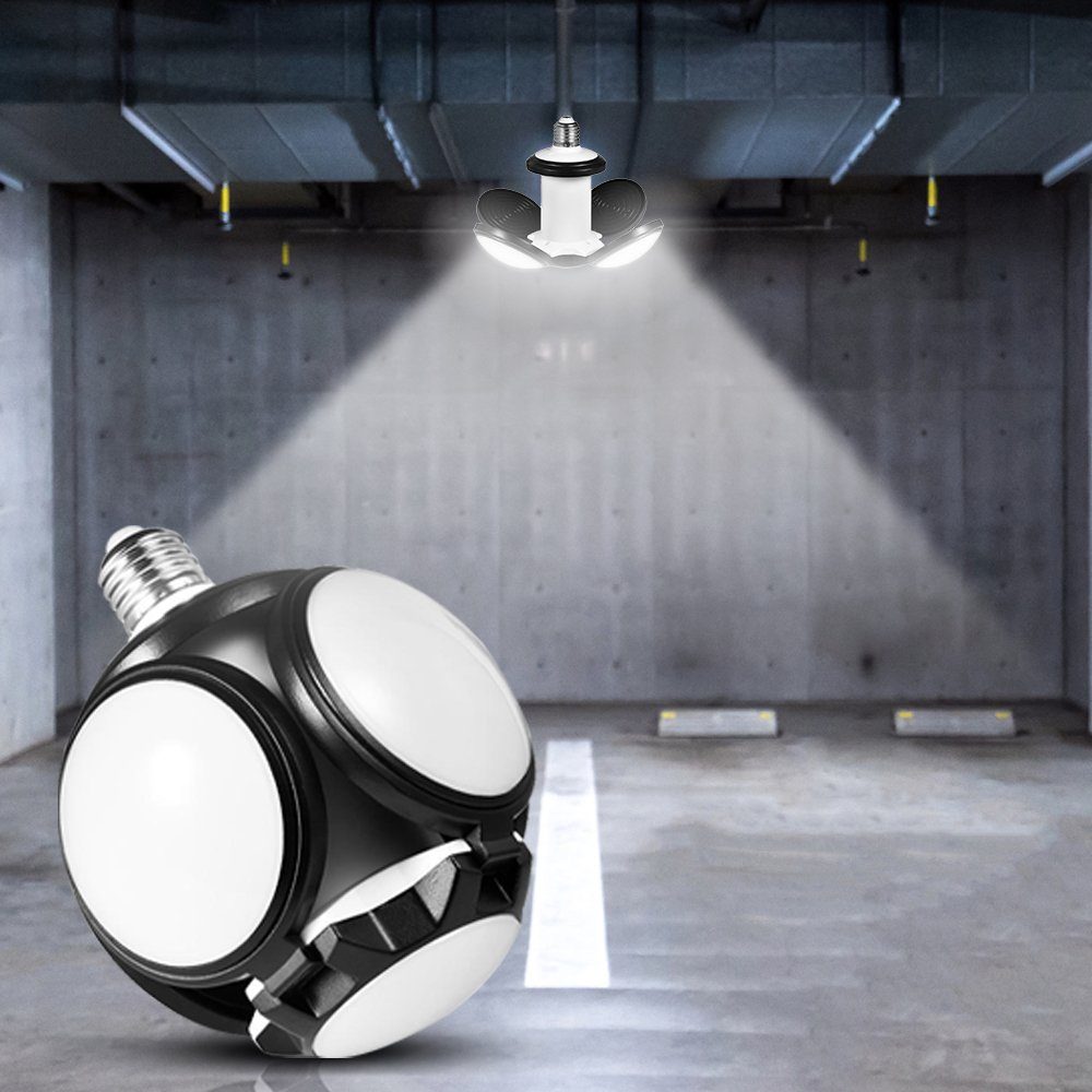 MDHAND LED Deckenleuchte Zusammenklappbar für LED-Garagenleuchte E27/E26, Balkone. LED integriert, fest und Garagen, Werkstätten Lagerhallen