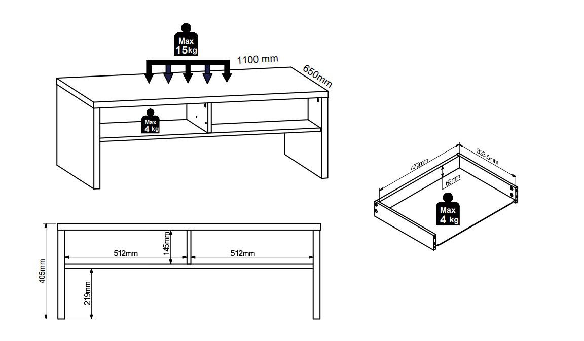 Innostyle Couchtisch BELLANO (1-St., Couchtisch, OTTOs Choice), Maße: 110 x 40 x 65 cm (B/H/T), Eiche Optik