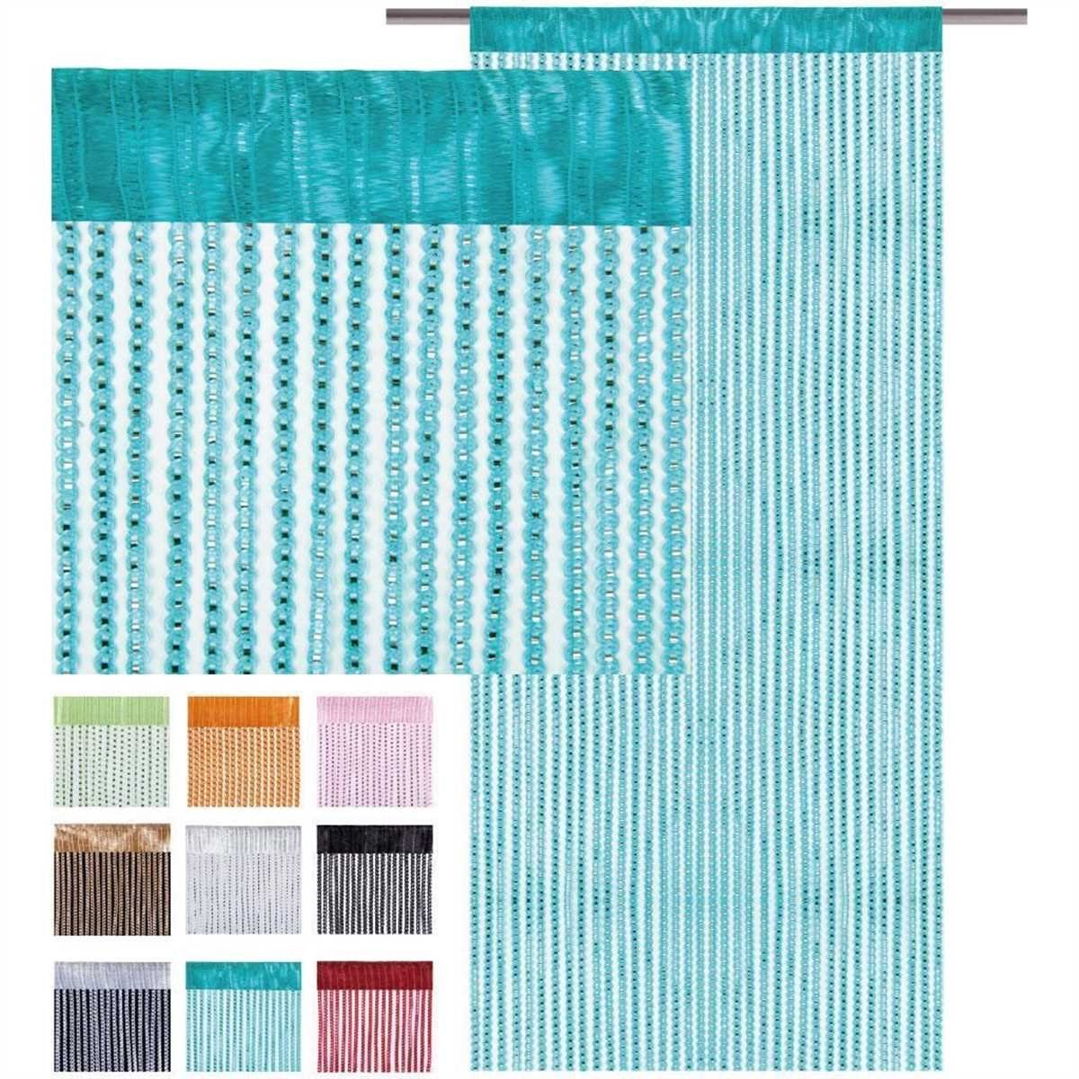 Bestlivings Fadenvorhang, Stangendurchzug, halbtransparent, Fadengardine mit Stangendurchzug (90 x 200cm bis 300 x 250cm)