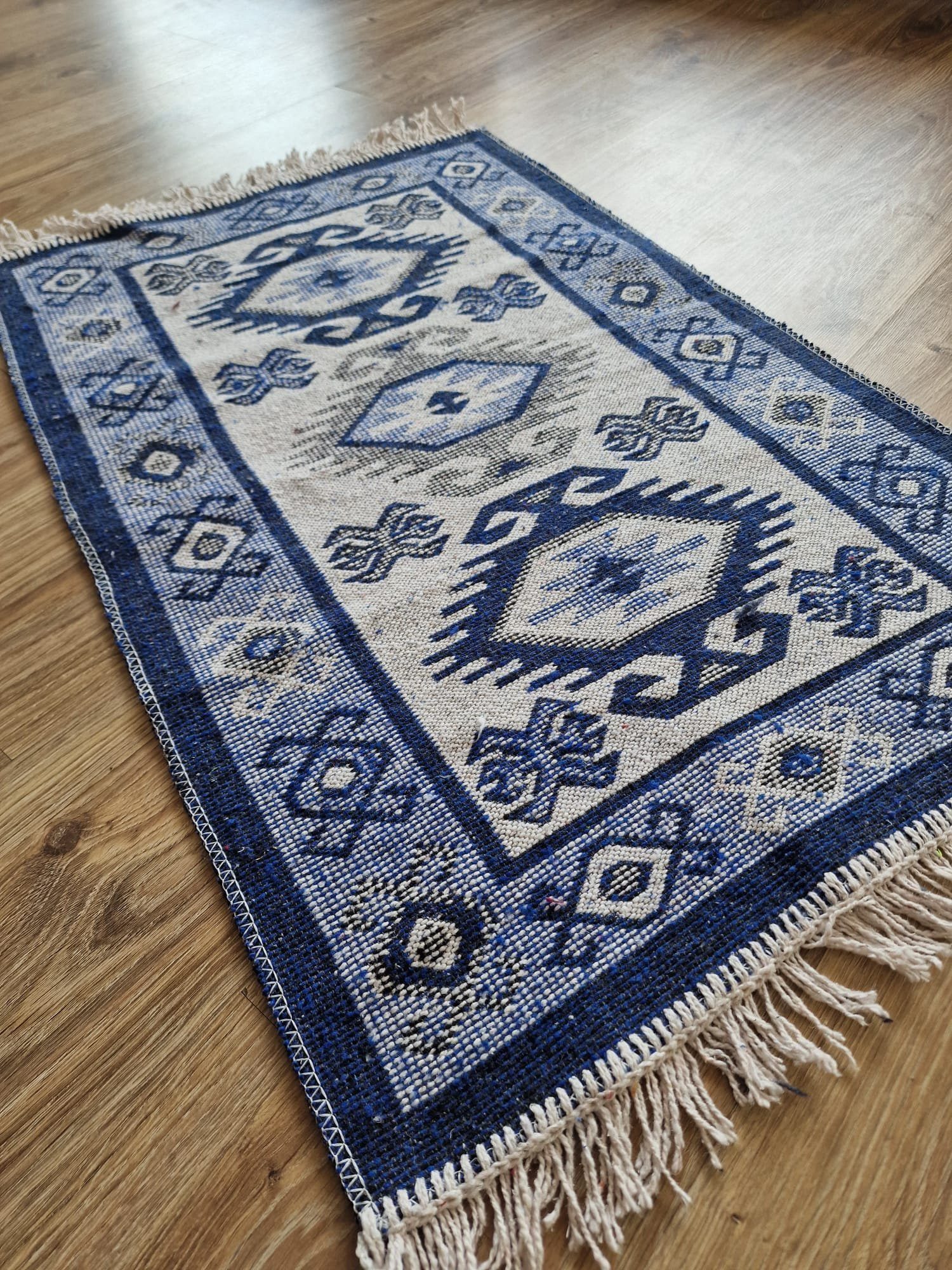 Orientteppich, 100 % Wolle, cm, Maße: orientalisch bei waschbar, x 90 Blau 60 30°