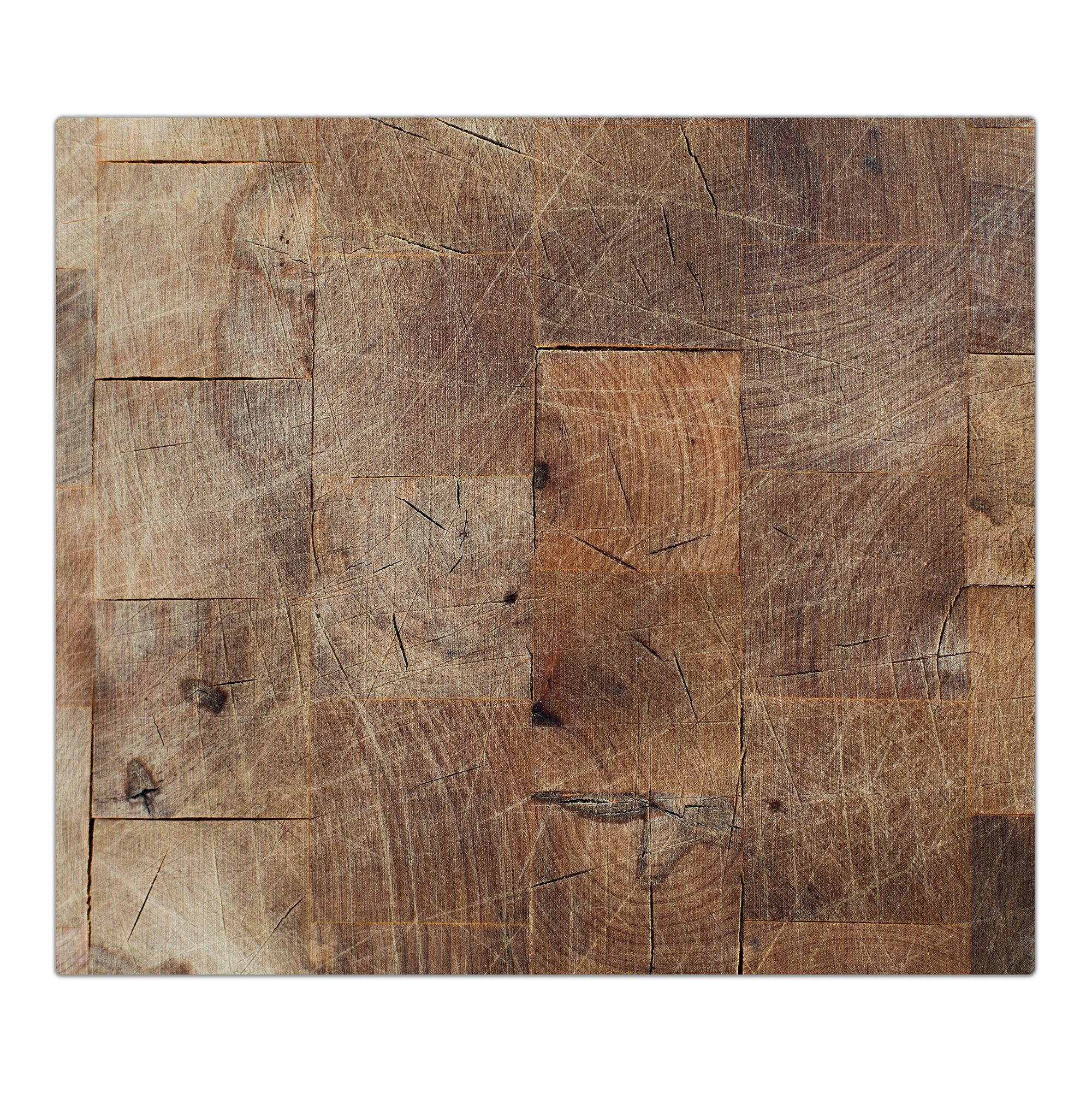 Herd-Abdeckplatte Herdabdeckplatte Spritzschutz aus Glas Holztextur