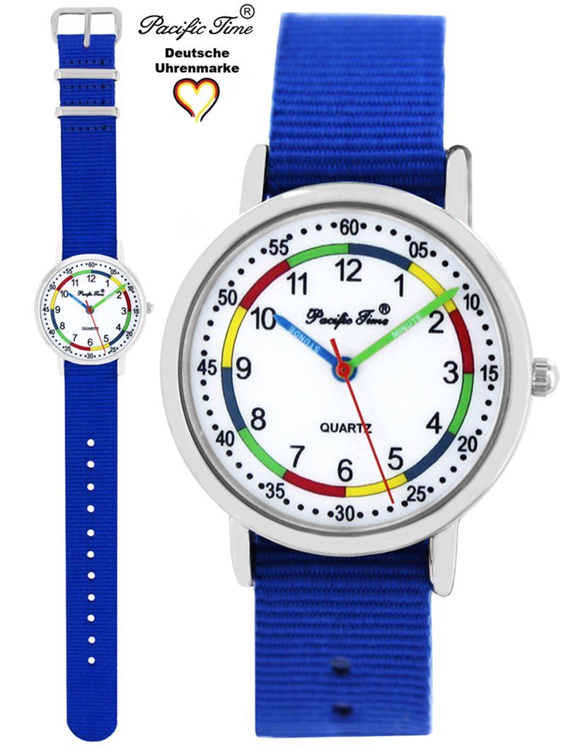 Pacific Time Quarzuhr Kinder Armbanduhr First Lernuhr Wechselarmband, Mix und Match Design - Gratis Versand royalblau