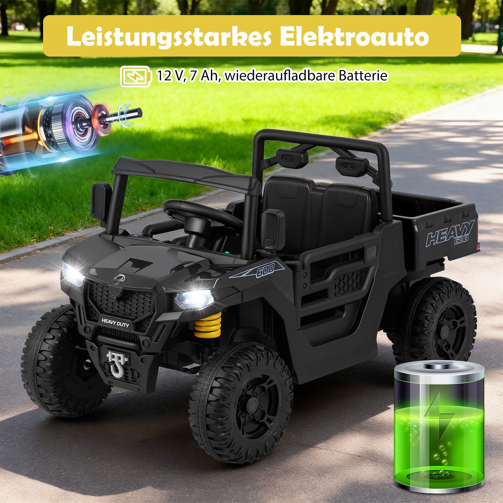COSTWAY Elektro-Kinderauto, Belastbarkeit 30 kg, (1-tlg), 12V Elektroauto, mit Kippmulde, Fernbedienung, Musik