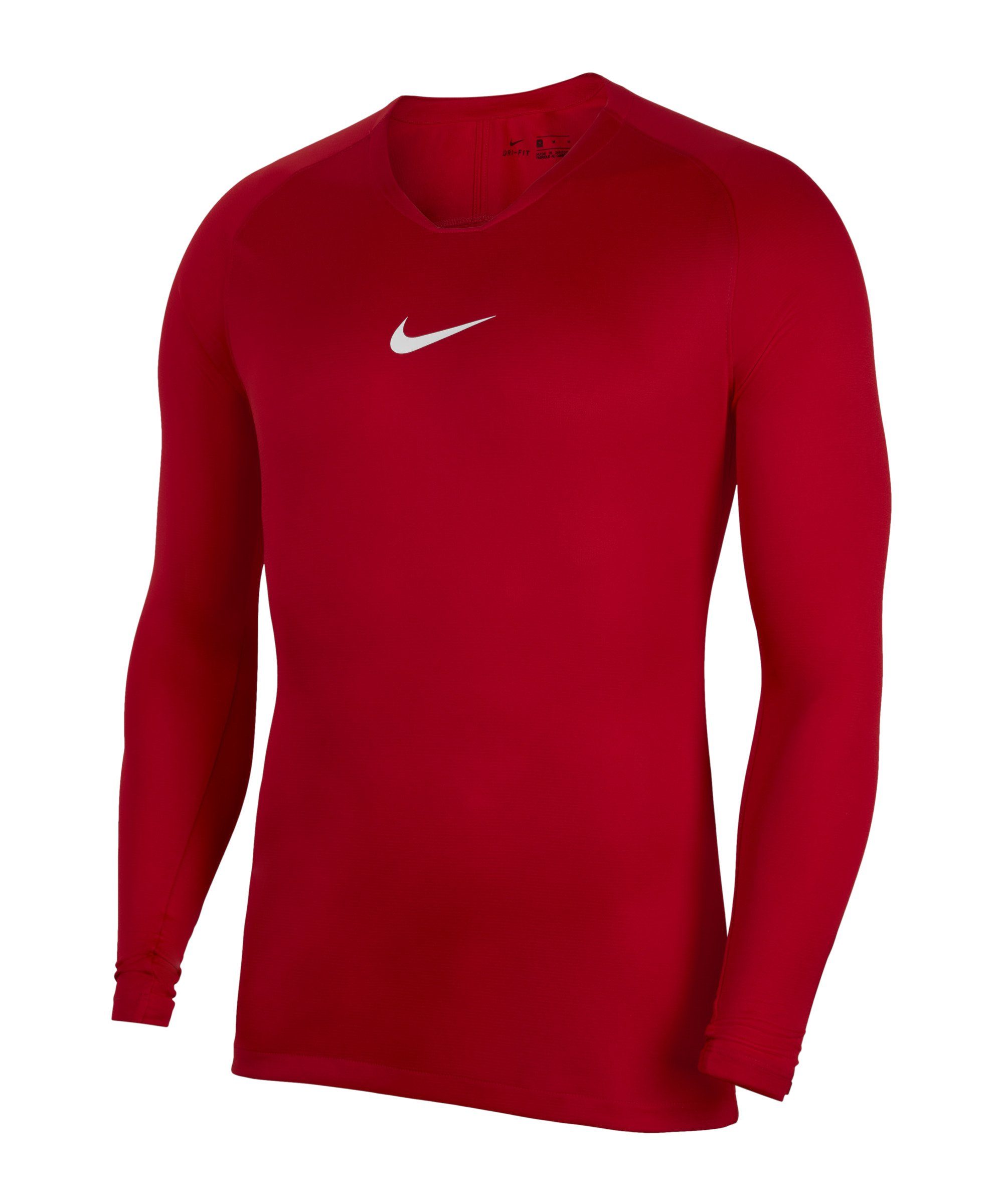 Nike Funktionsshirt Park First Layer Langarmshirt Daumenöffnung rot
