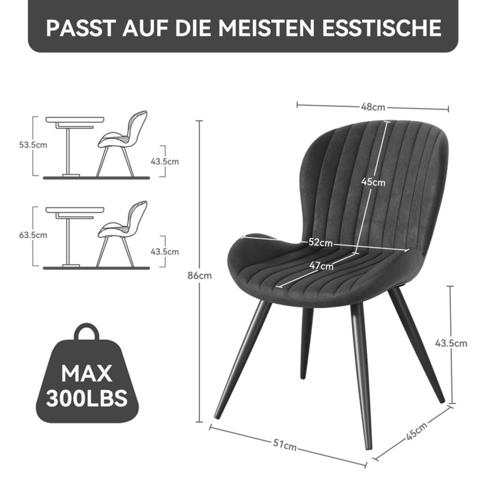 HawthyHome Esszimmerstuhl 2er Set Polsterstuhl mit Armlehnen & Metallbeinen (2 St), Wasserdicht & Ergonomisch für Küche Esszimmer Wohnzimmer