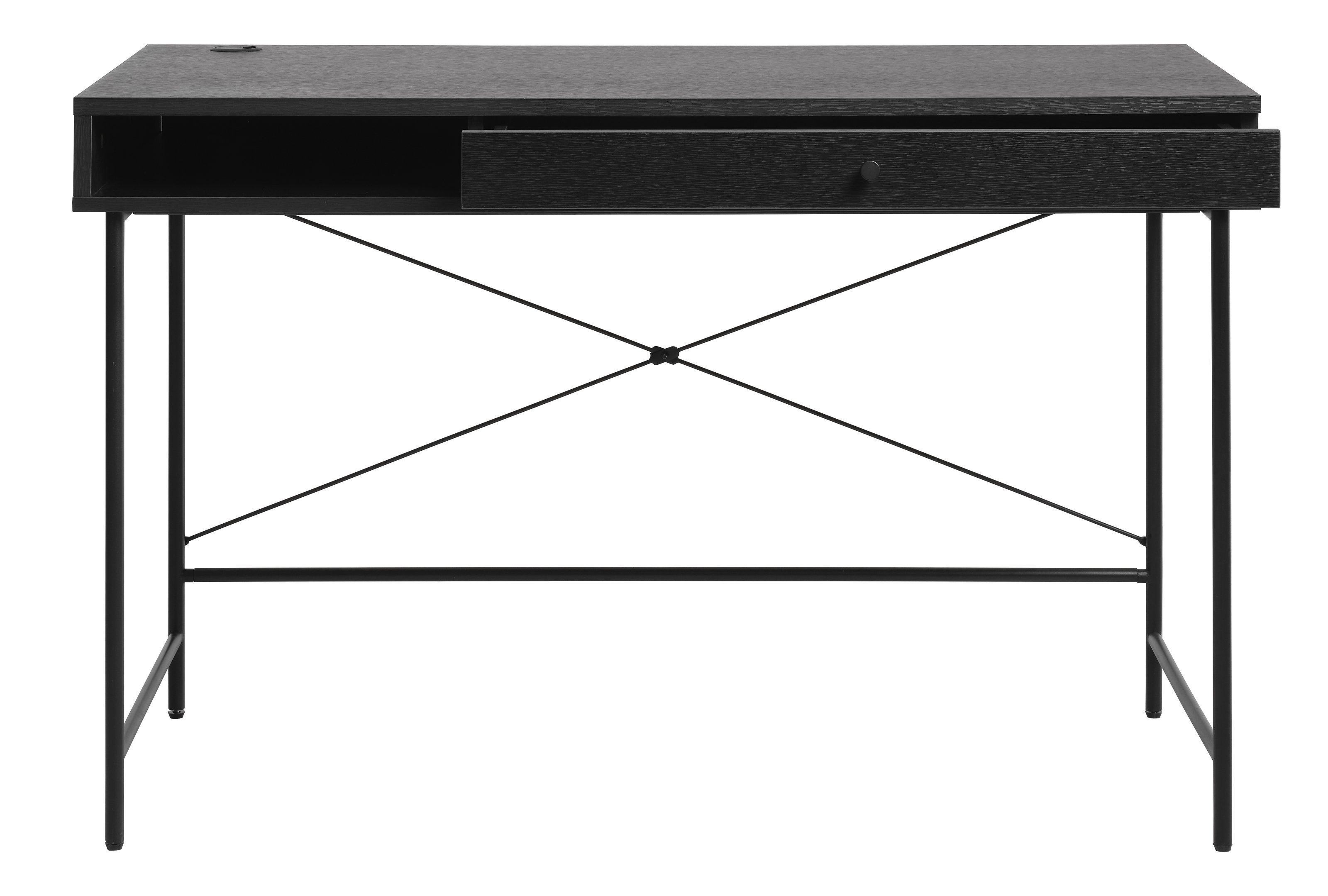 möbelando Schreibtisch PENSACOLA (B/H/T: aus 120x76x60 in Eiche-Nachbildung cm), schwarz