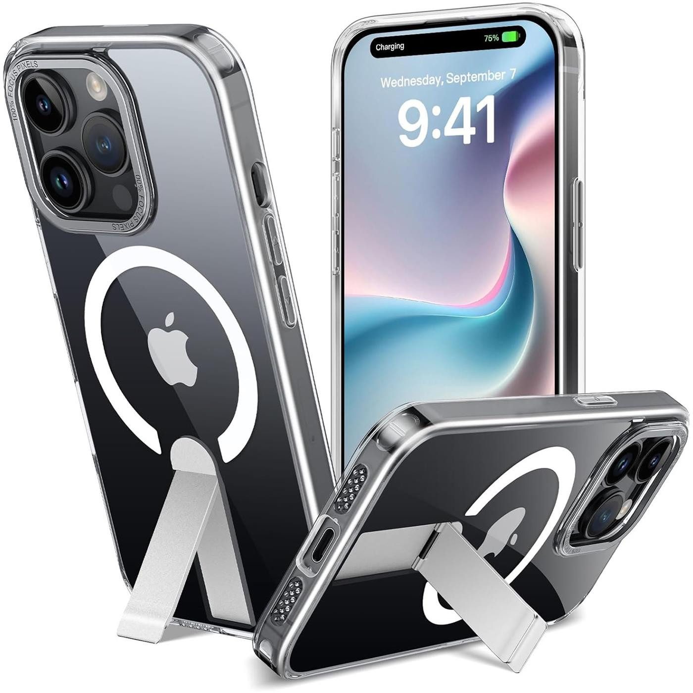 CoolGadget Handyhülle Kickstand Hybrid Hülle für iPhone 14 Pro 6,1 Zoll, Schutzhülle Militärschutz Ständer kompatibel mit MagSafe Magnetring