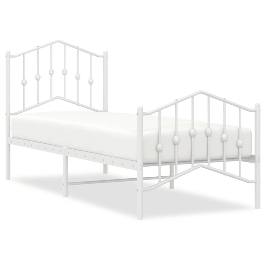 vidaXL Bett Bettgestell mit Kopf- und Fußteil Metall Weiß 75x190 cm günstig online kaufen