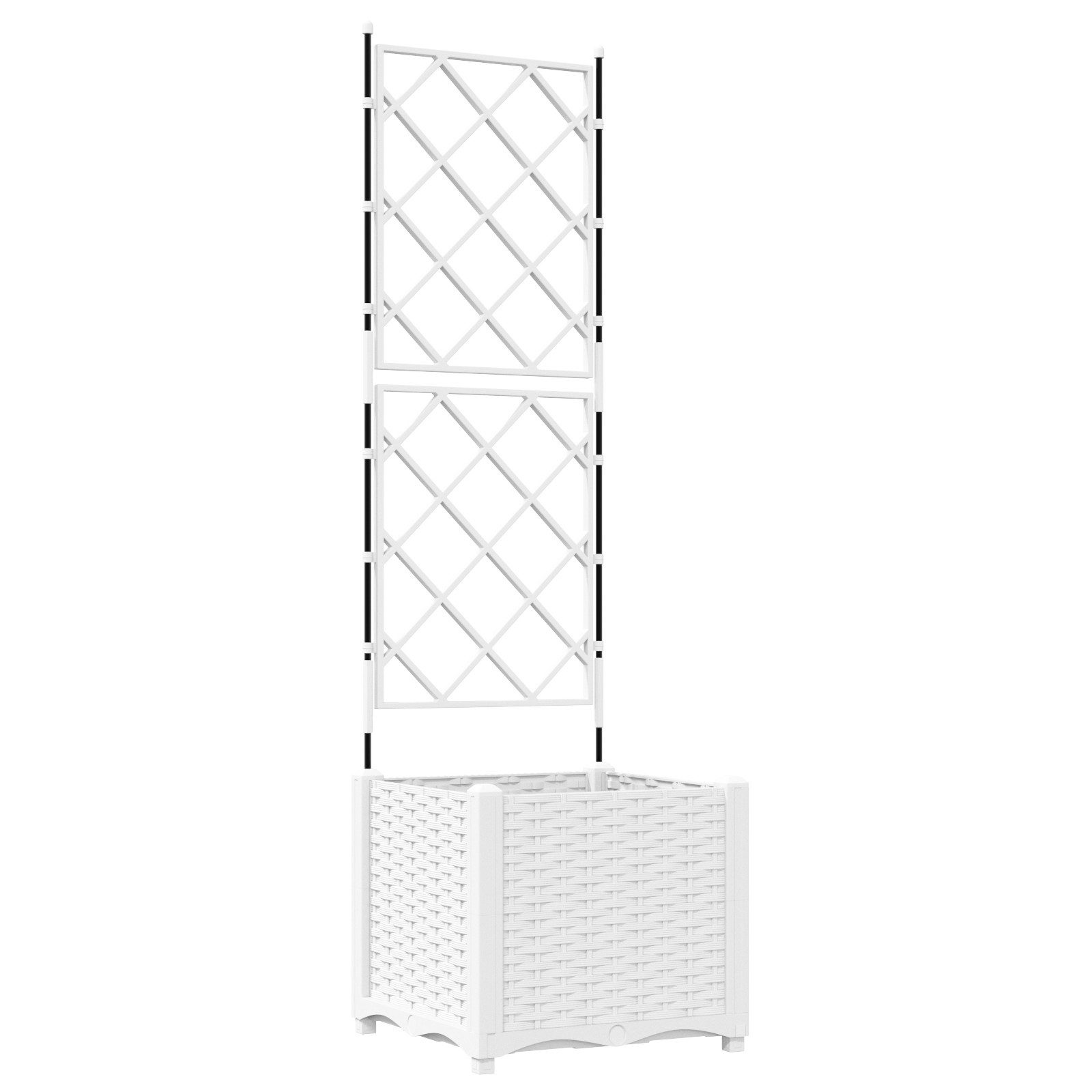 vidaXL Blumentopf Pflanzkasten mit Rankgitter Weiß günstig online kaufen