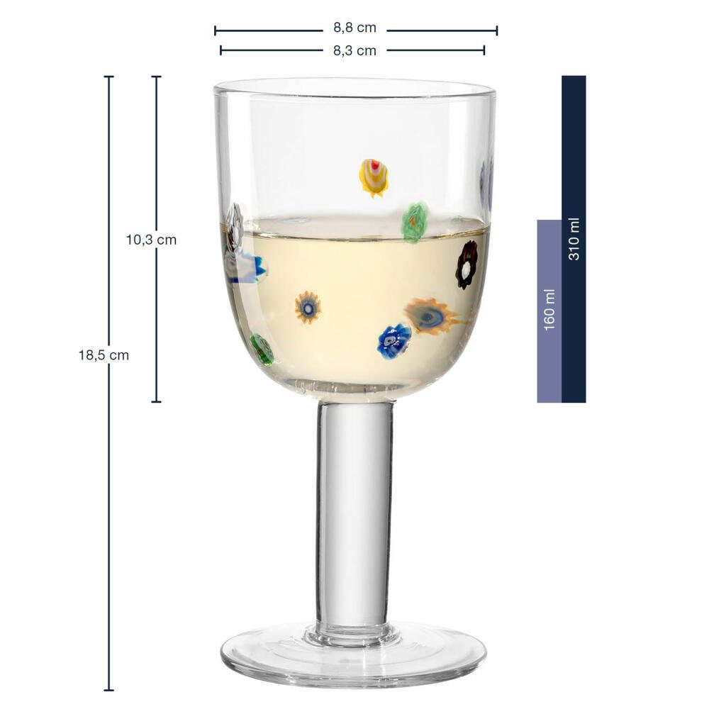 LEONARDO Weißweinglas Fiori, 310 ml, Glas, im verspielten Stil