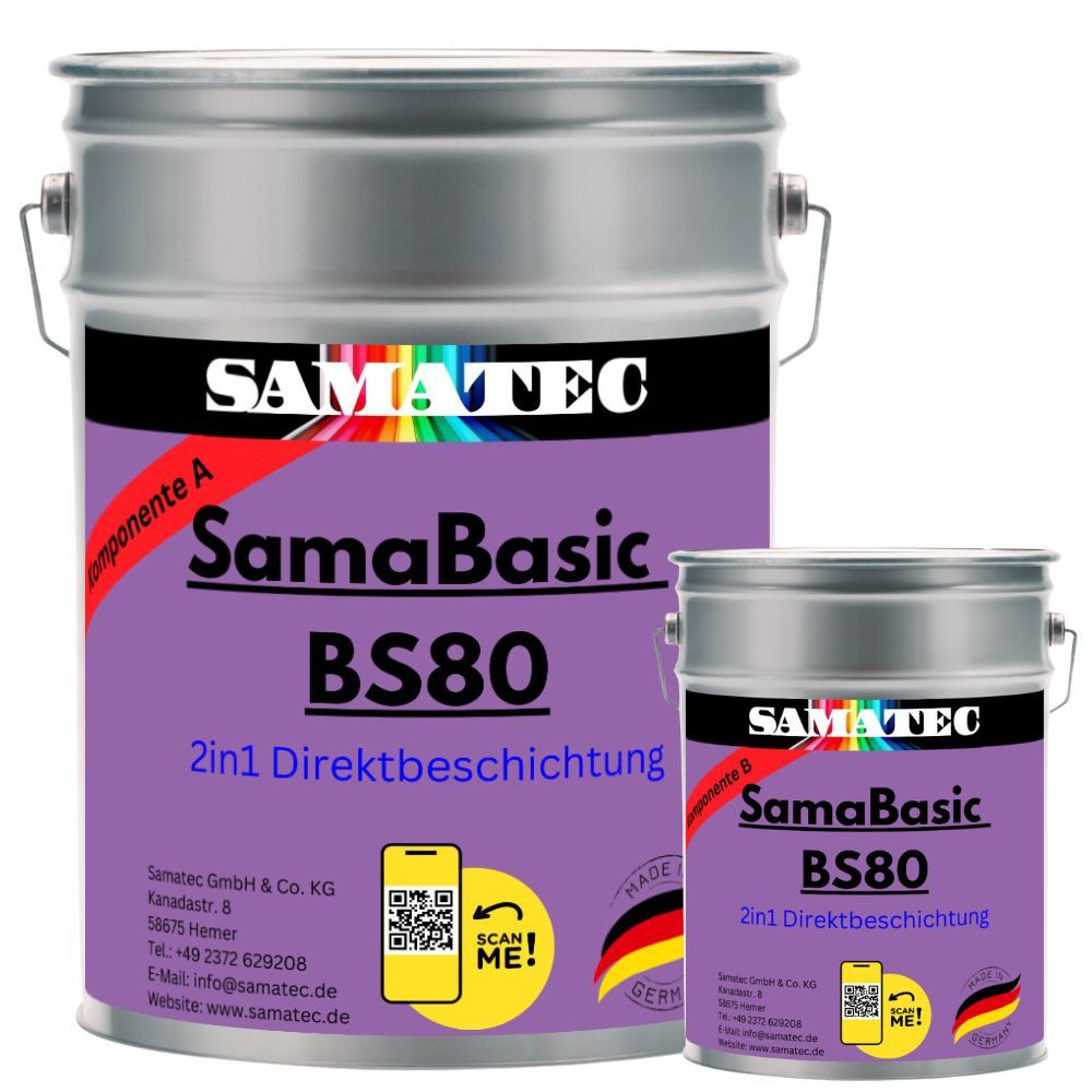 Samatec Bodenversiegelung Bodenbeschichtung Direktbeschichtung Bodenfarbe BS80 2K Versiegelung, wasserverdünnbar, weichmacherbeständig, lösemittelfrei, geruchsneutral