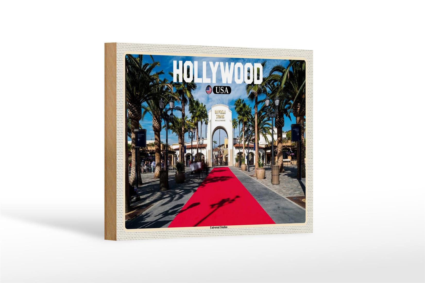 Femer GmbH Holzbild Reise 18x12 cm Hollywood USA Universal Studios, (1 St), Glatte Holzfaserplatte (MDF), vorn beschichtet