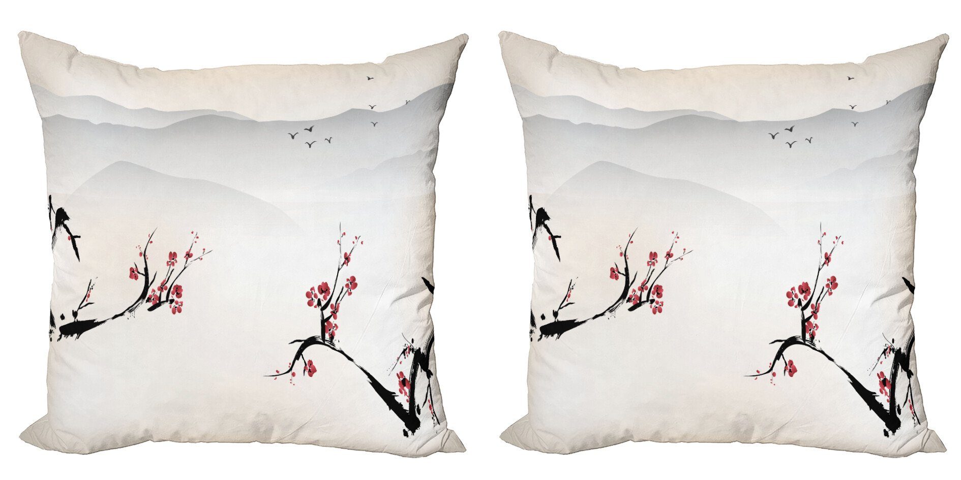 Doppelseitiger Sakura und Modern Blume (2 Möwen Digitaldruck, Kissenbezüge Accent Stück), Abakuhaus Natur
