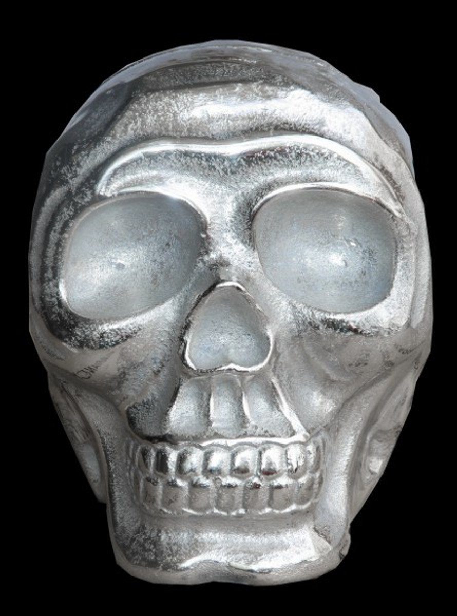 Totenkopf Casa Skull Höhe edle - Casa 9 Breite cm, Designer cm, Tiefe cm, aus vernickelt 13 16,5 Padrino Padrino Aluminium Mod1S silber Dekofigur Skulptur