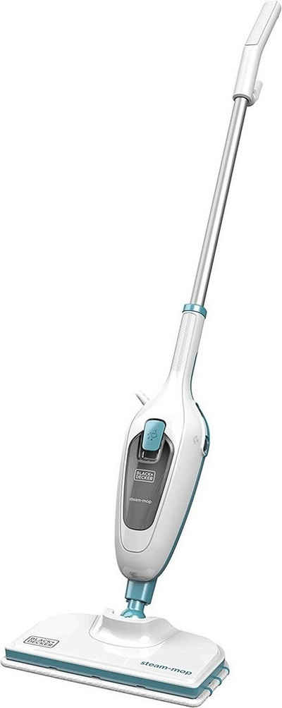 Black & Decker Dampfbesen Black+Decker Dampfbesen Steam Mop, Basic (Dampfreiniger für hygienische, gründliche Sauberkeit, abnehmbarer Stiel, einfache Bedienbarkeit, inkl. 1 Mikrofaser-Pad), 1300 W