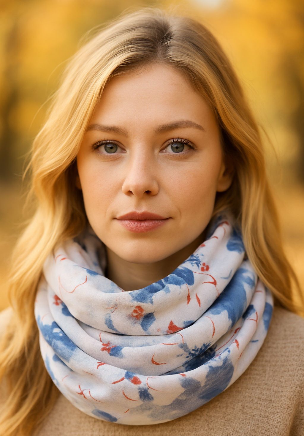 Faera Loop, Damen Schal mit tropischen Blumen weich und leicht Loop Rundsch günstig online kaufen