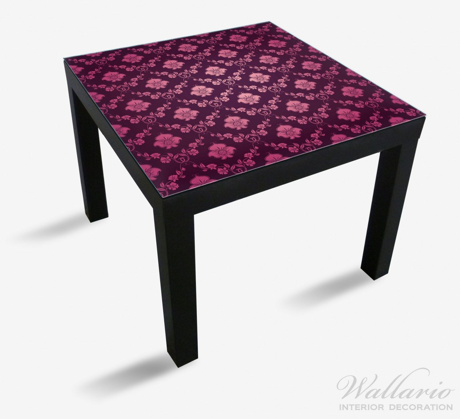 Tischplatte Damast lila für Wallario St), Lack Ikea in (1 geeignet pink Blumenmuster Tisch
