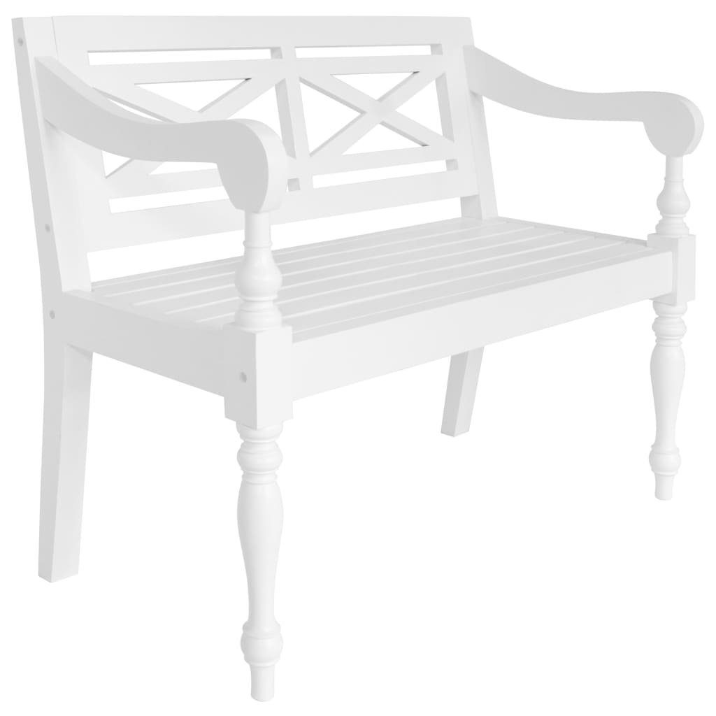 DOTMALL Sitzbank mit Armlehnen ist aus Mahagoni Massivholz,stabil und langlebig Weiß