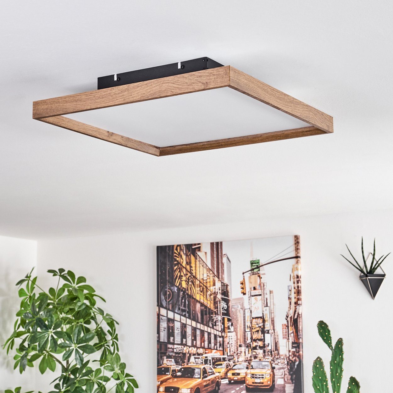 hofstein Deckenleuchte Deckenleuchte aus Metall/MDF/Kunststoff in Schwarz/Holzoptik/Weiß, LED fest integriert, 2700-6500 Kelvin, 220-2650 Lumen, dimmbar/Lichtfa – Bild 5 von 5