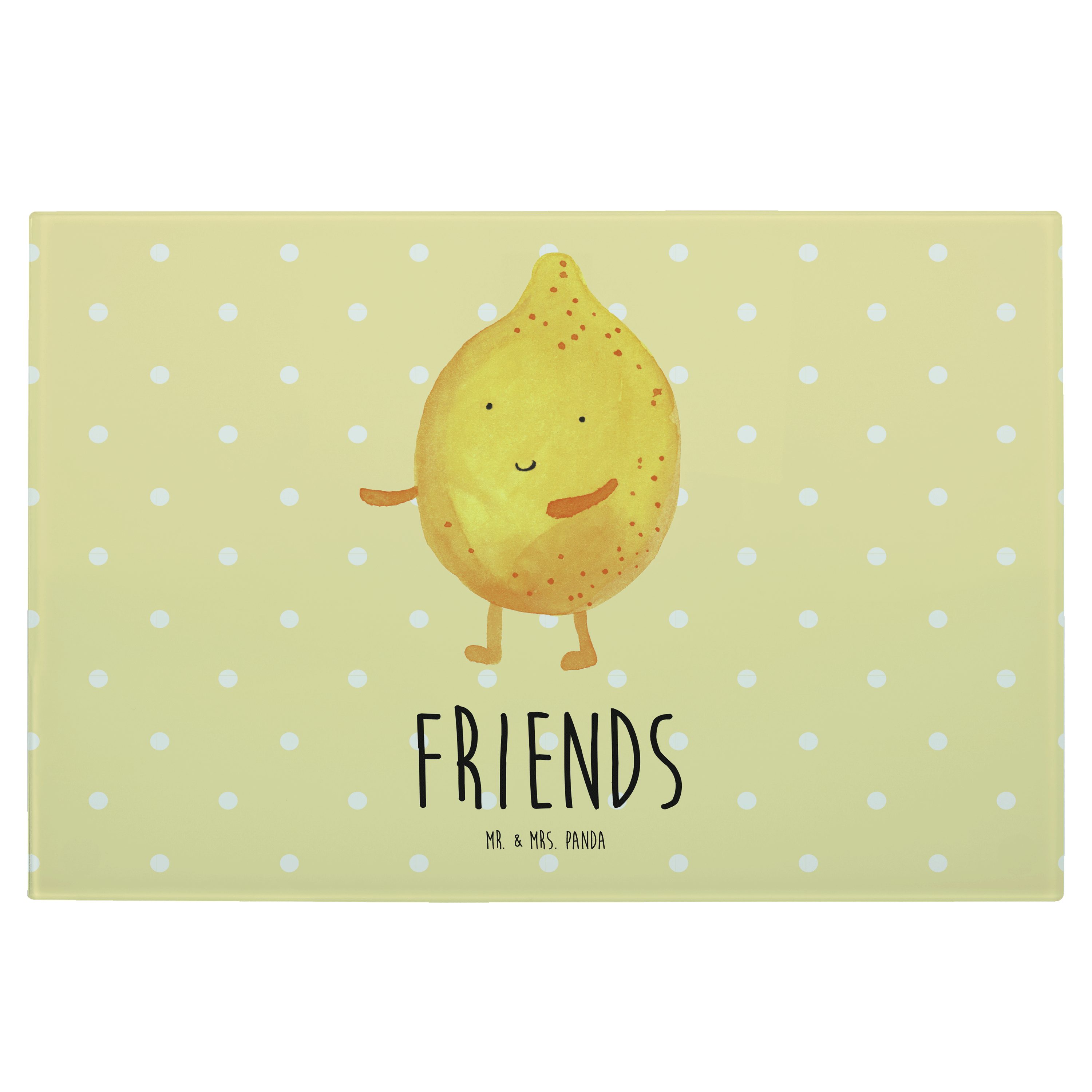 Mr. & Mrs. Premium - Gelb BestFriends-Lemon Panda Geschenk, Schneidebrett, Pastell (1-St) - Glas, Servierbrett fehlende