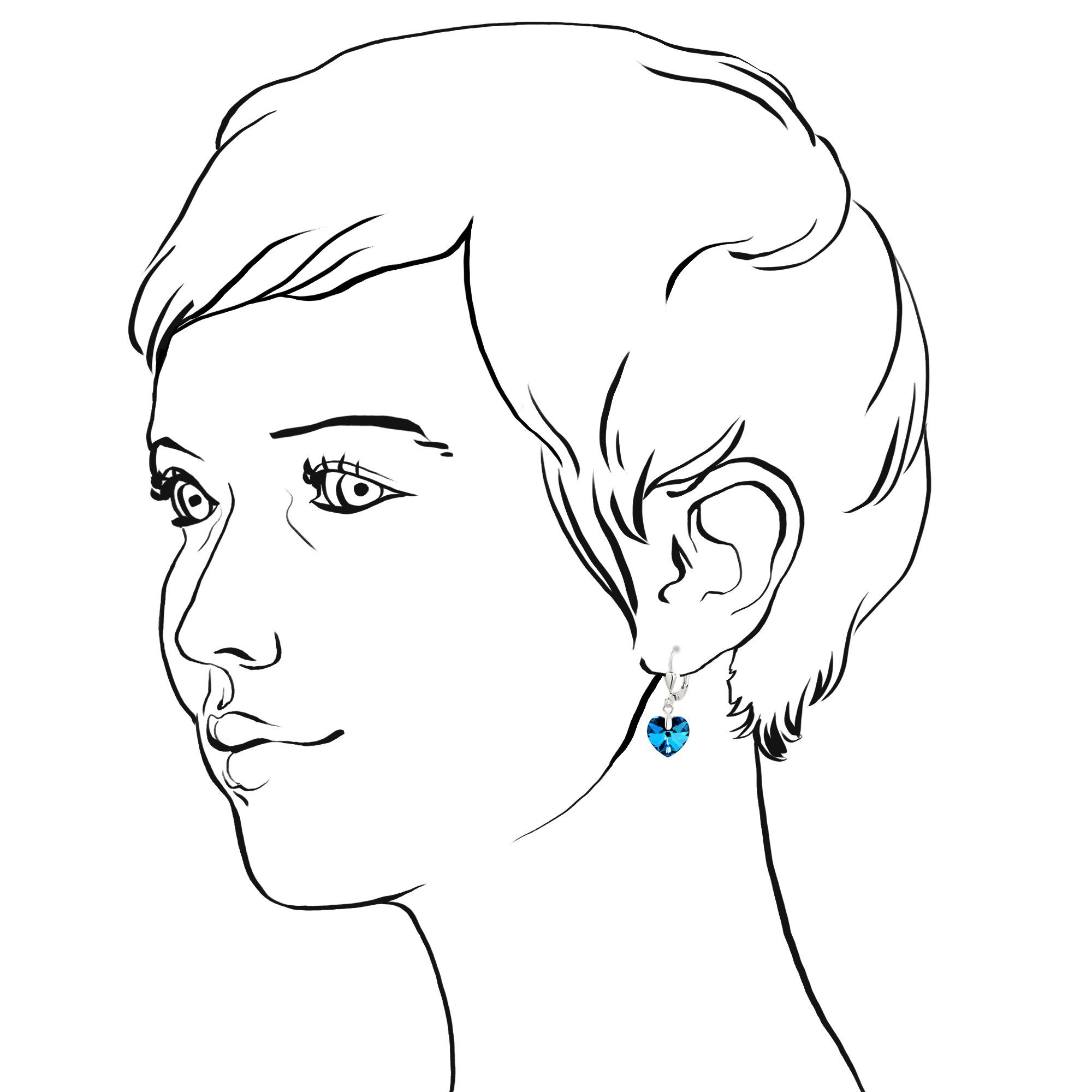 mit Damen Silber Bermuda Schöner-SD Herz Mädchen, Blue für und Kristall hängend 10mm Paar 925 Ohrhänger Ohrringe