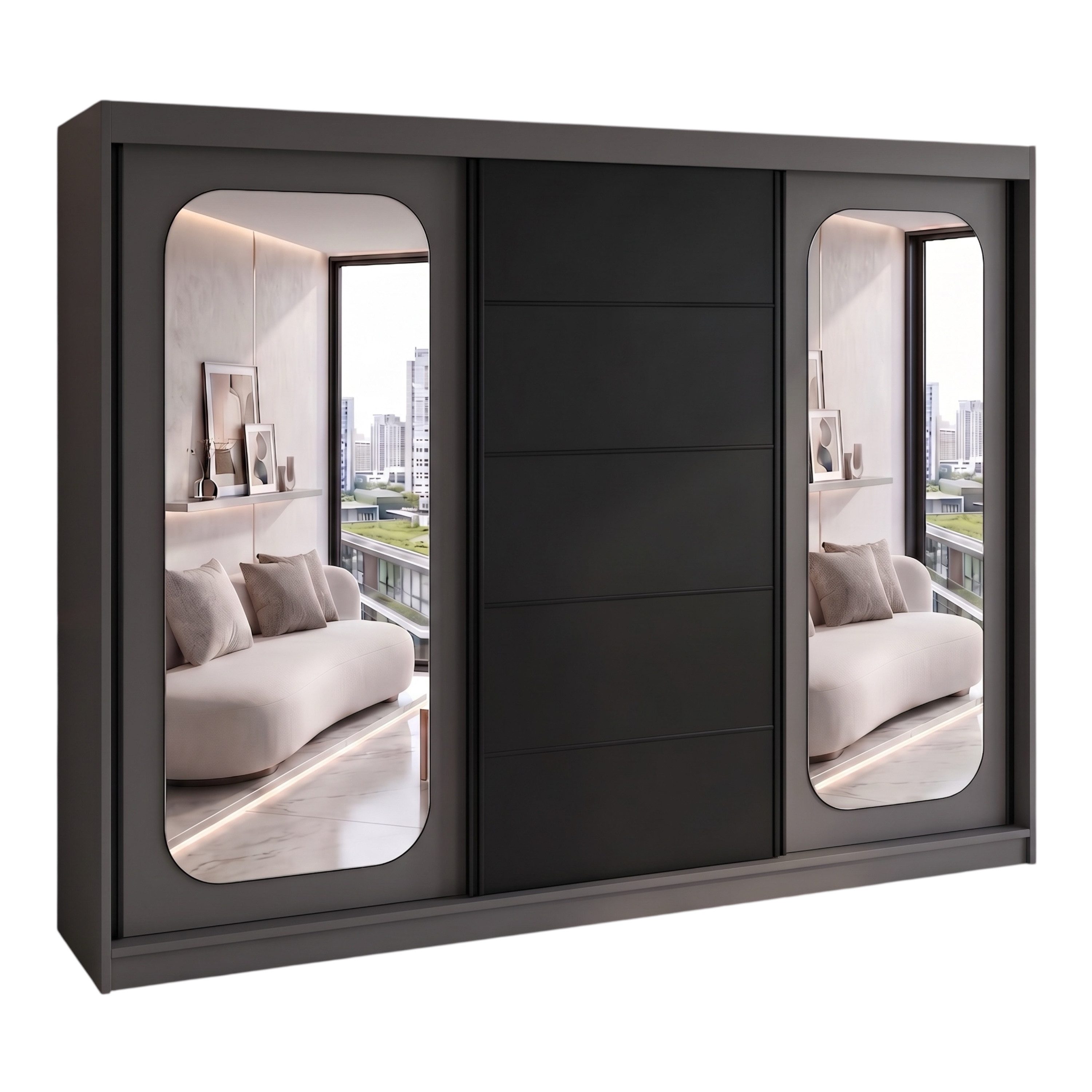 A&J MöbelLand GmbH Schiebetürenschrank BELANO – Moderner Kleiderschrank mit Schiebetüren (Die perfekte Kombination aus modernem Design, hoher Funktionalität und großzügigem Stauraum für Kleidung, Bettwäsche und Accessoires, erhältlich in verschiedenen Farben und Innenaufteilungen., Breite: 200 cm, Höhe: 215 cm, Tiefe: 59,5 cm) TOP ANGEBOT! Moderner Schwebetürenschrank.